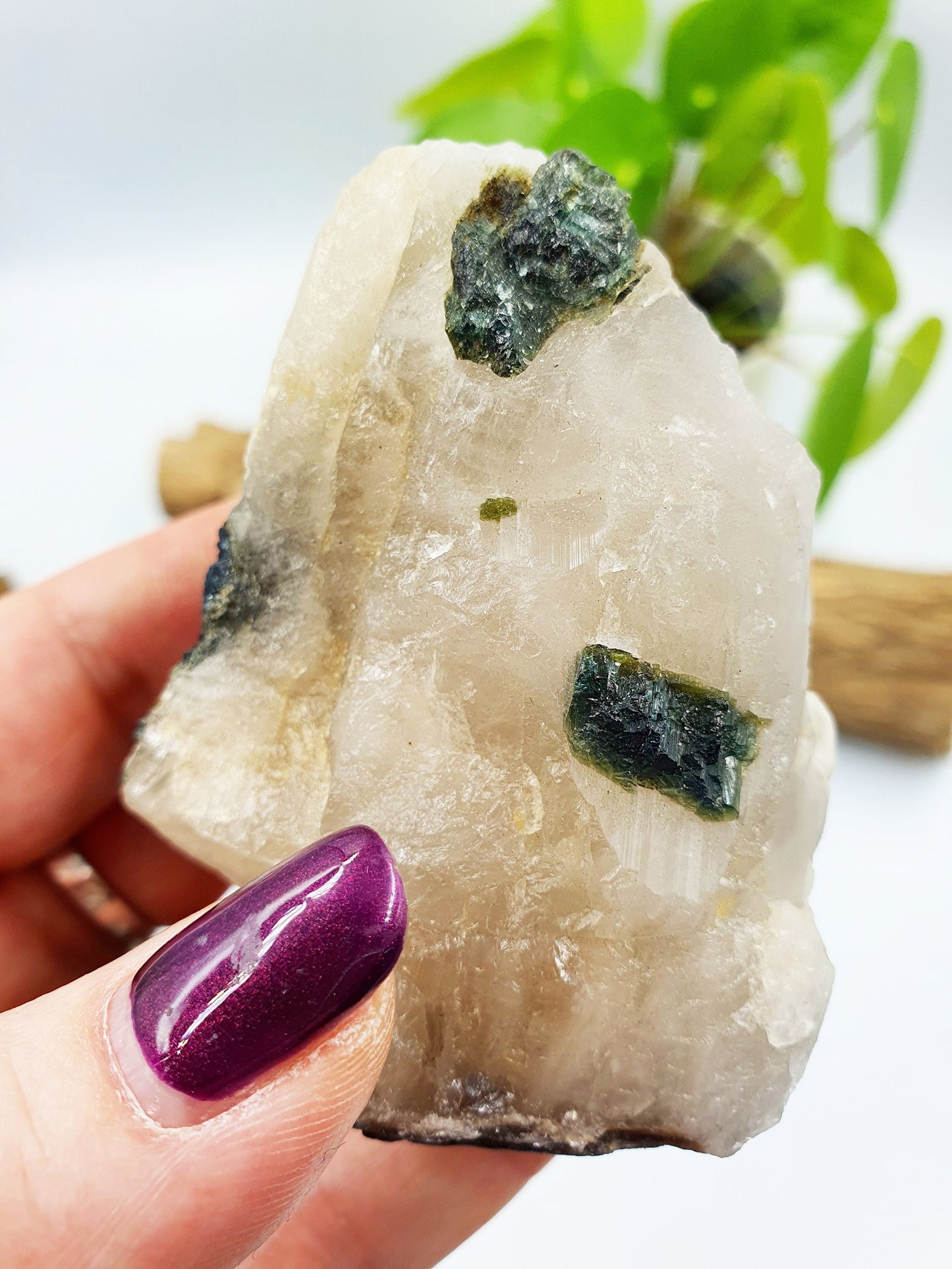 Raw Green Tourmaline and Purple Mica Specimen