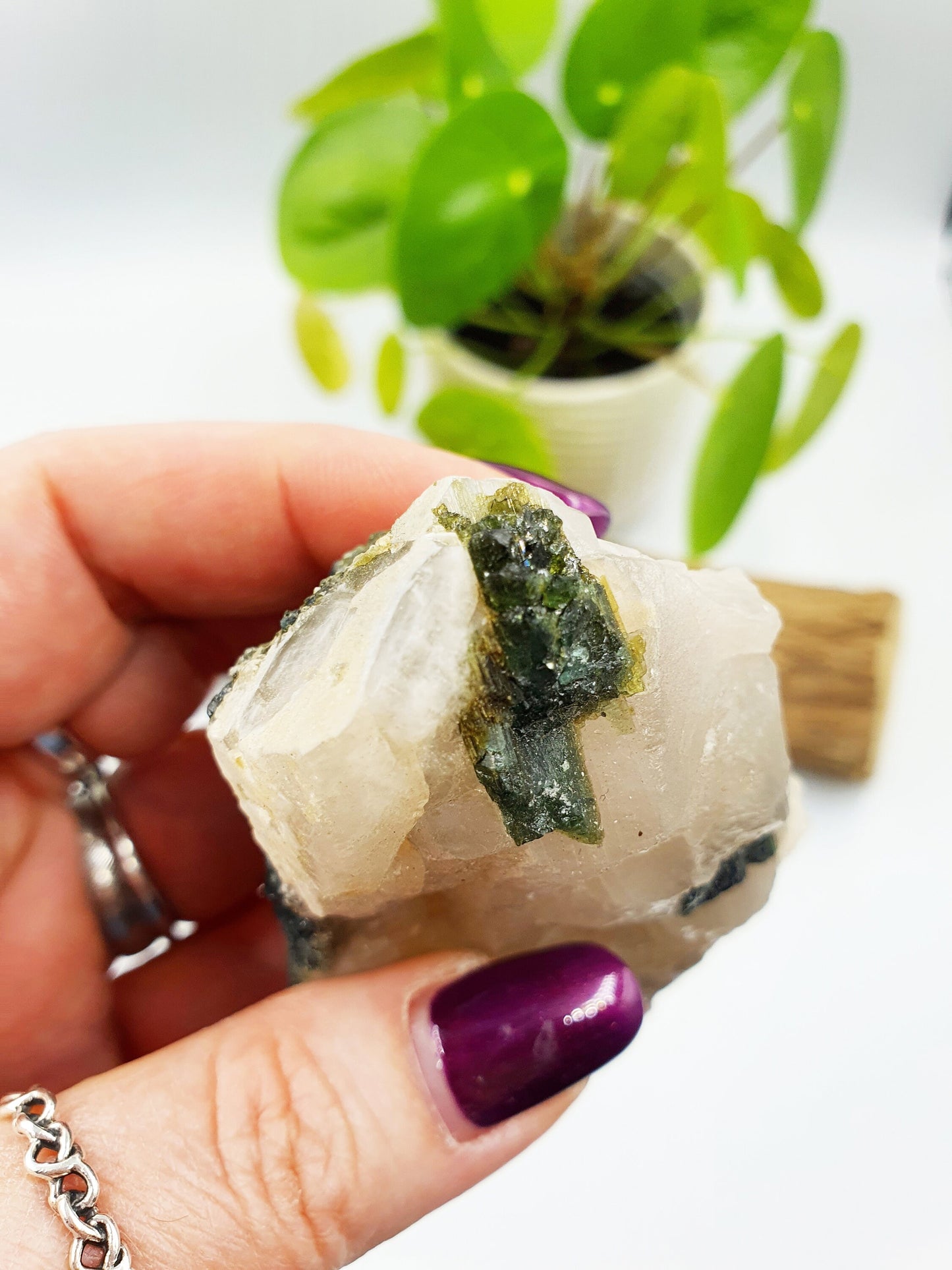 Raw Green Tourmaline and Purple Mica Specimen