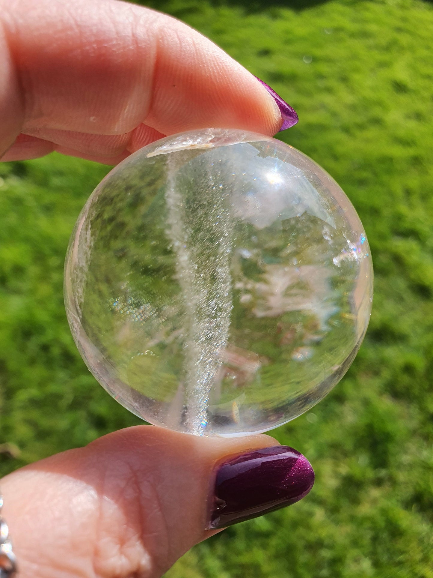 A Grade Clear Quartz Crystal Sphere - High Quality Transparent Quartz Sphere with Rainbows - Spherical Natural Quartz- 49mm