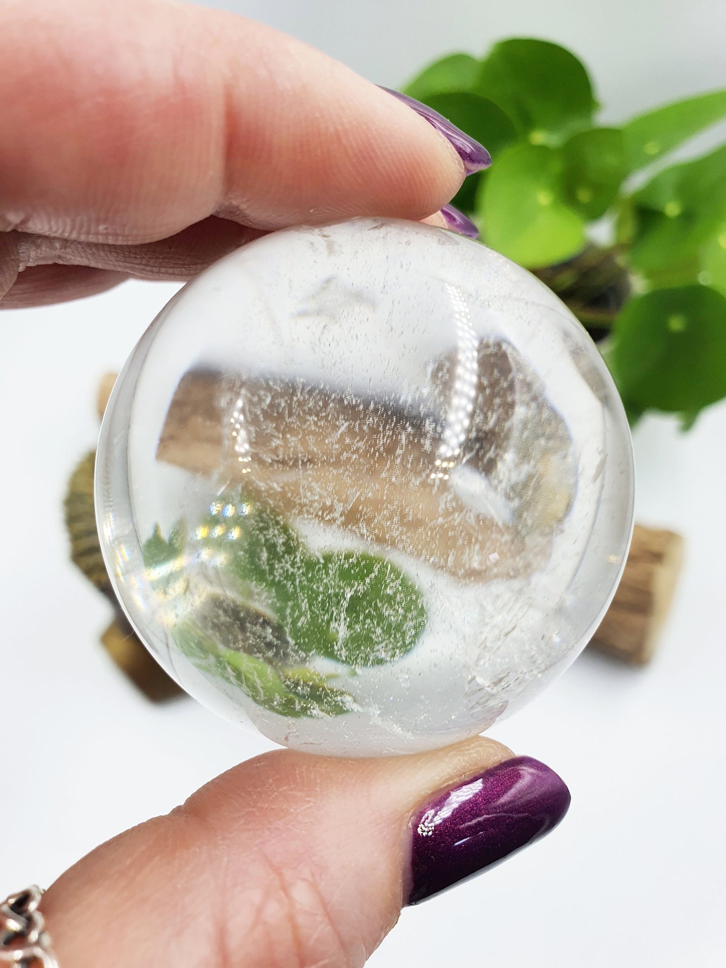 A Grade Clear Quartz Crystal Sphere - High Quality Transparent Quartz Sphere with Rainbows - Spherical Natural Quartz- 49mm