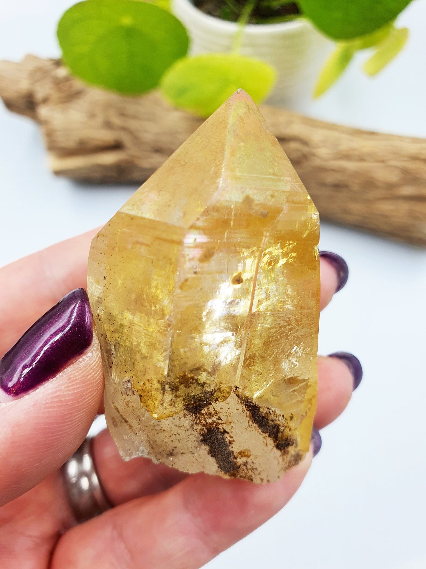 Rare Natural Rainbow Aura Yellow Himalayan Quartz Point