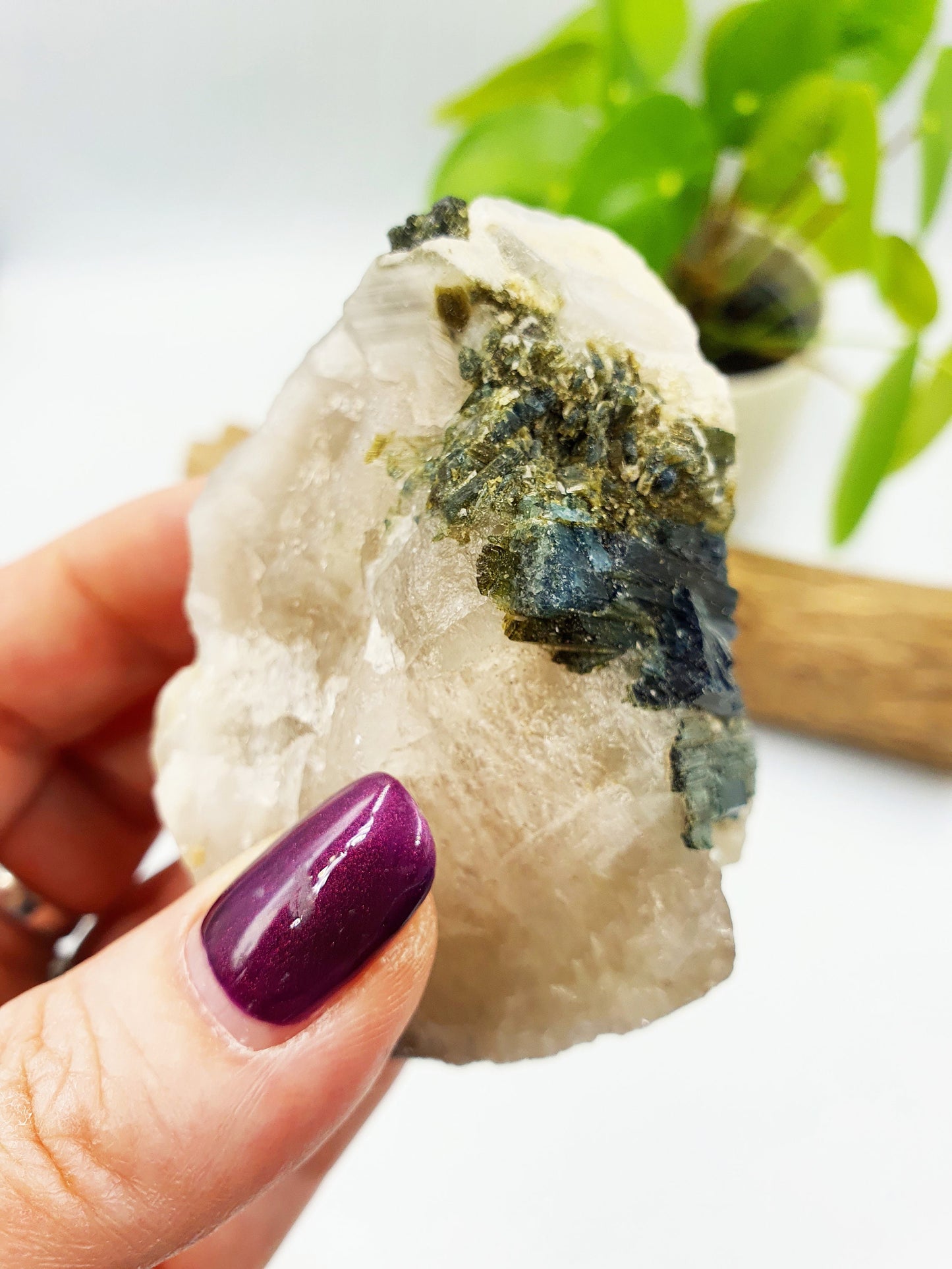 Raw Green Tourmaline and Purple Mica Specimen