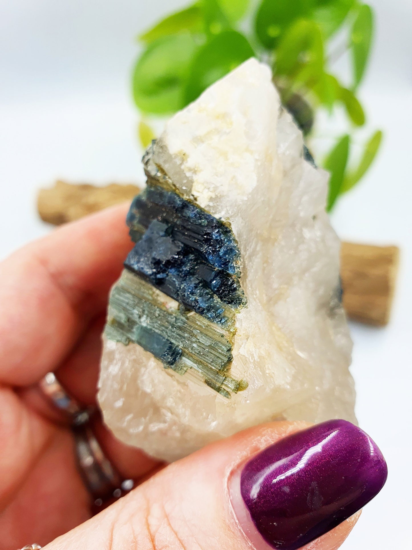 Raw Green Tourmaline and Purple Mica Specimen