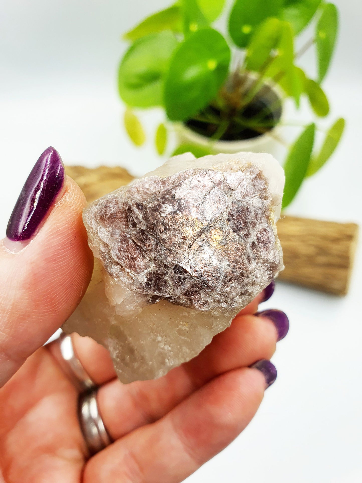 Raw Green Tourmaline and Purple Mica Specimen