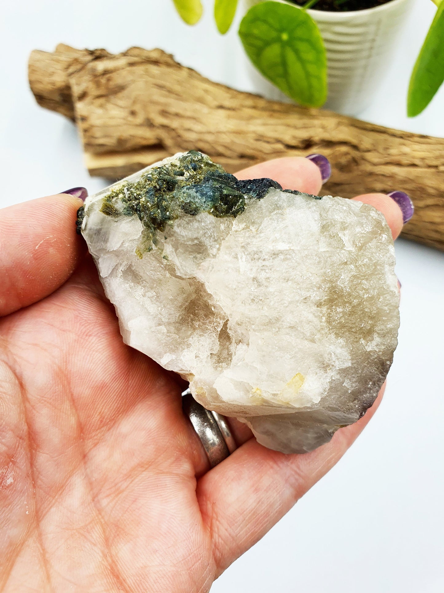Raw Green Tourmaline and Purple Mica Specimen
