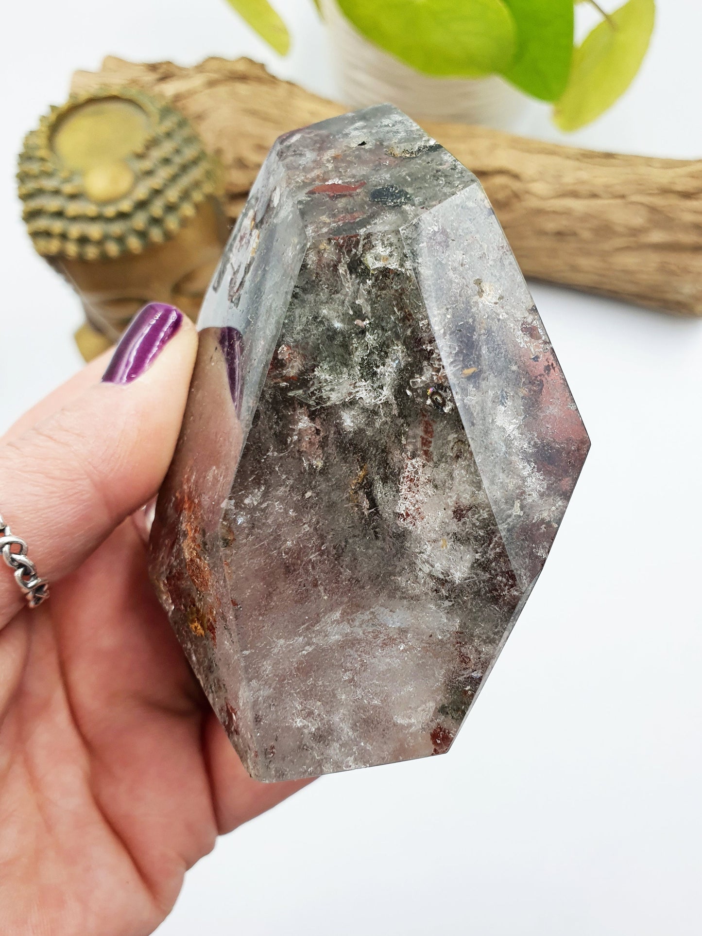 Large Green Garden Quartz Freeform /Lodolite Quartz Freeform