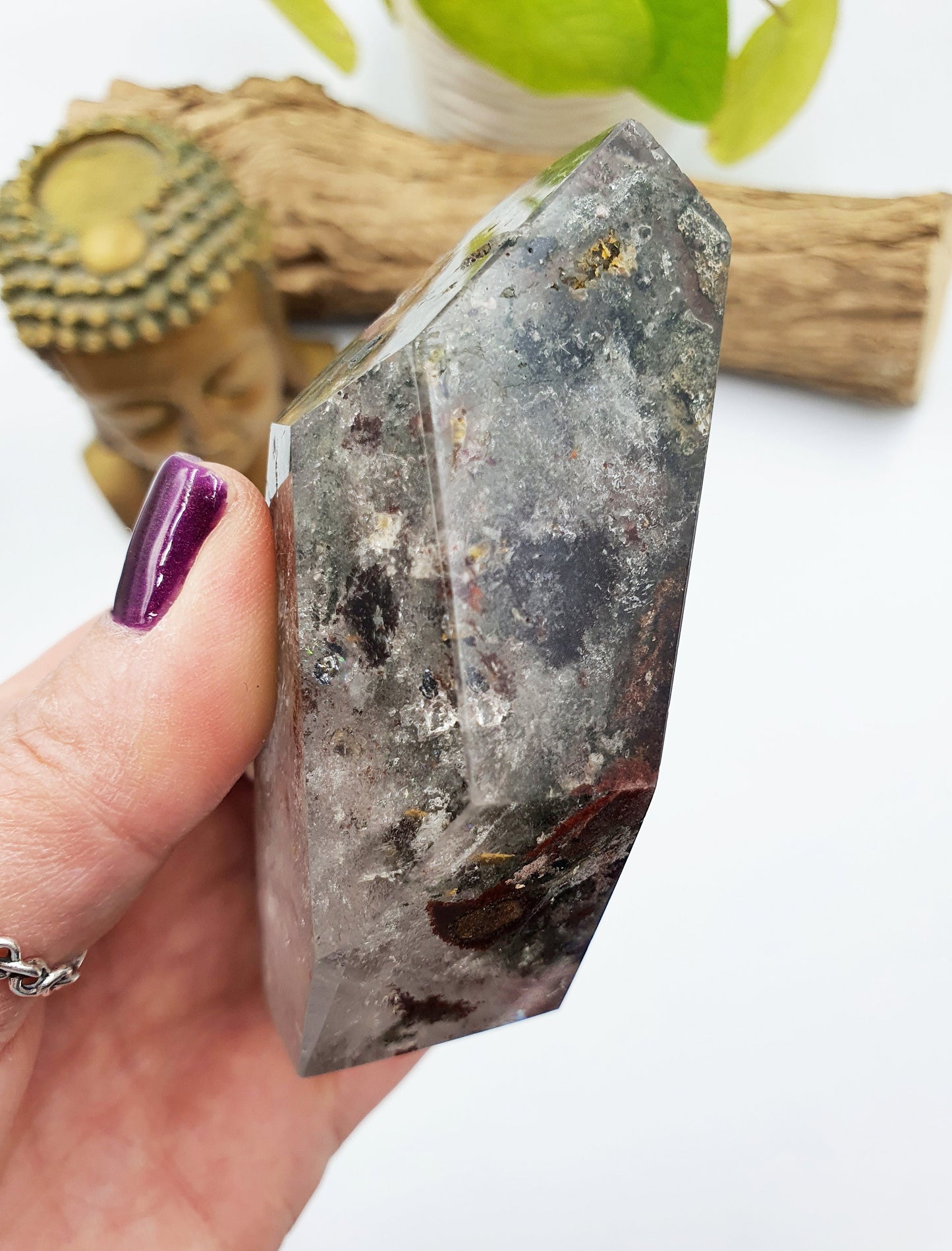 Large Green Garden Quartz Freeform /Lodolite Quartz Freeform