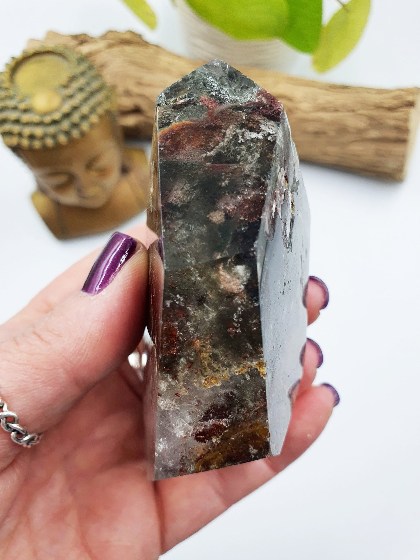 Large Green Garden Quartz Freeform /Lodolite Quartz Freeform