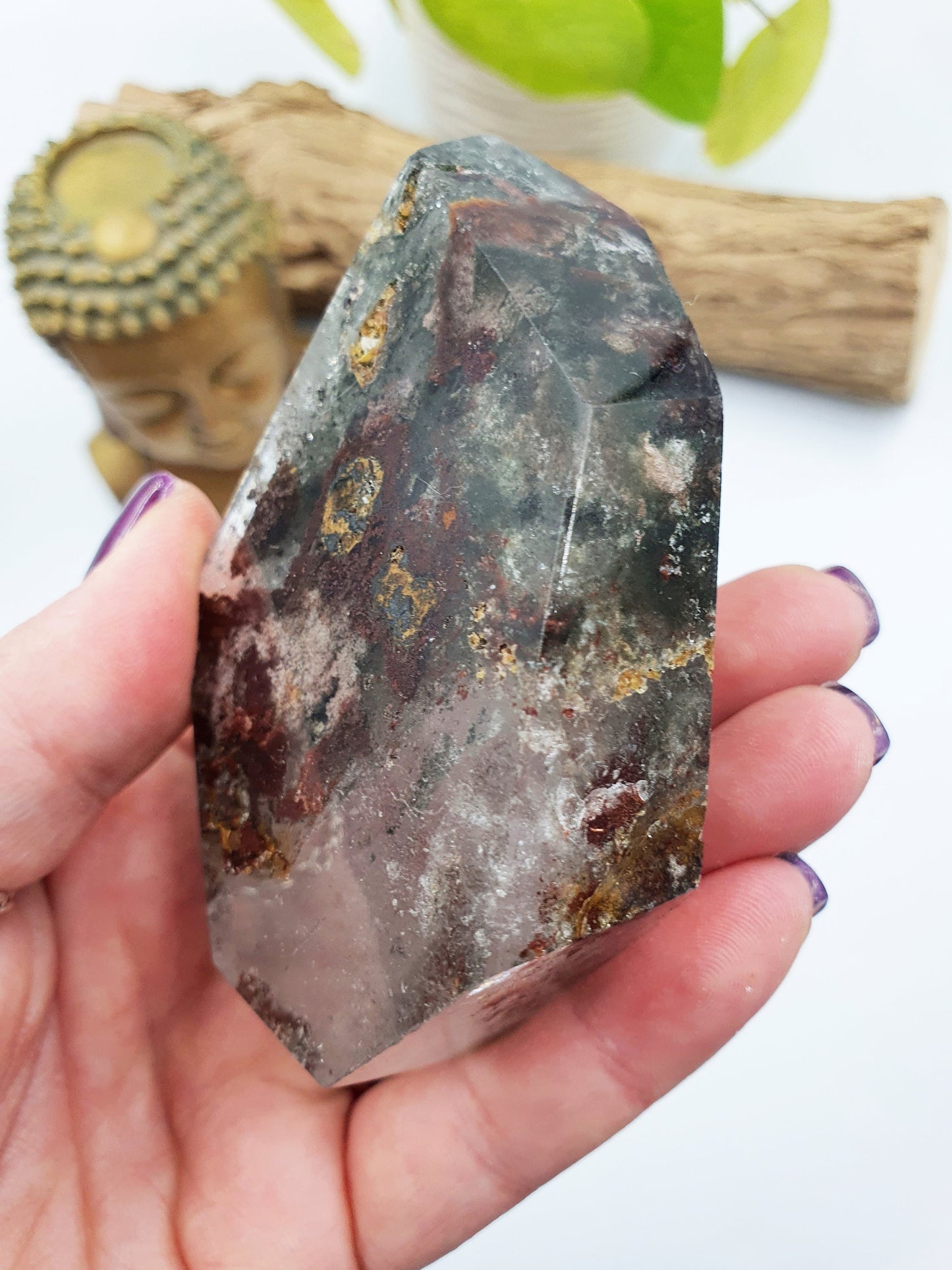 Large Green Garden Quartz Freeform /Lodolite Quartz Freeform