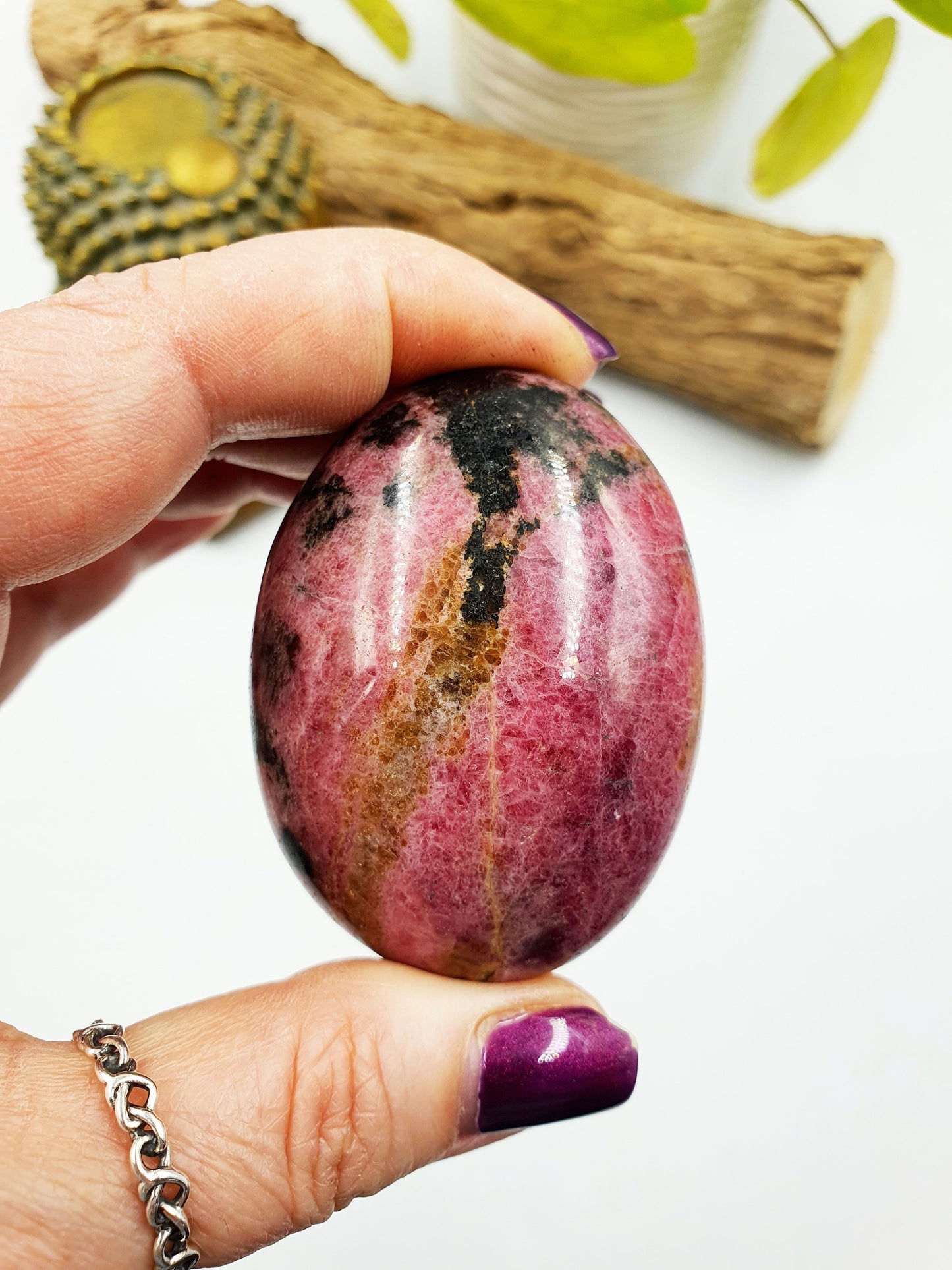 Rhodonite Palm Stone
