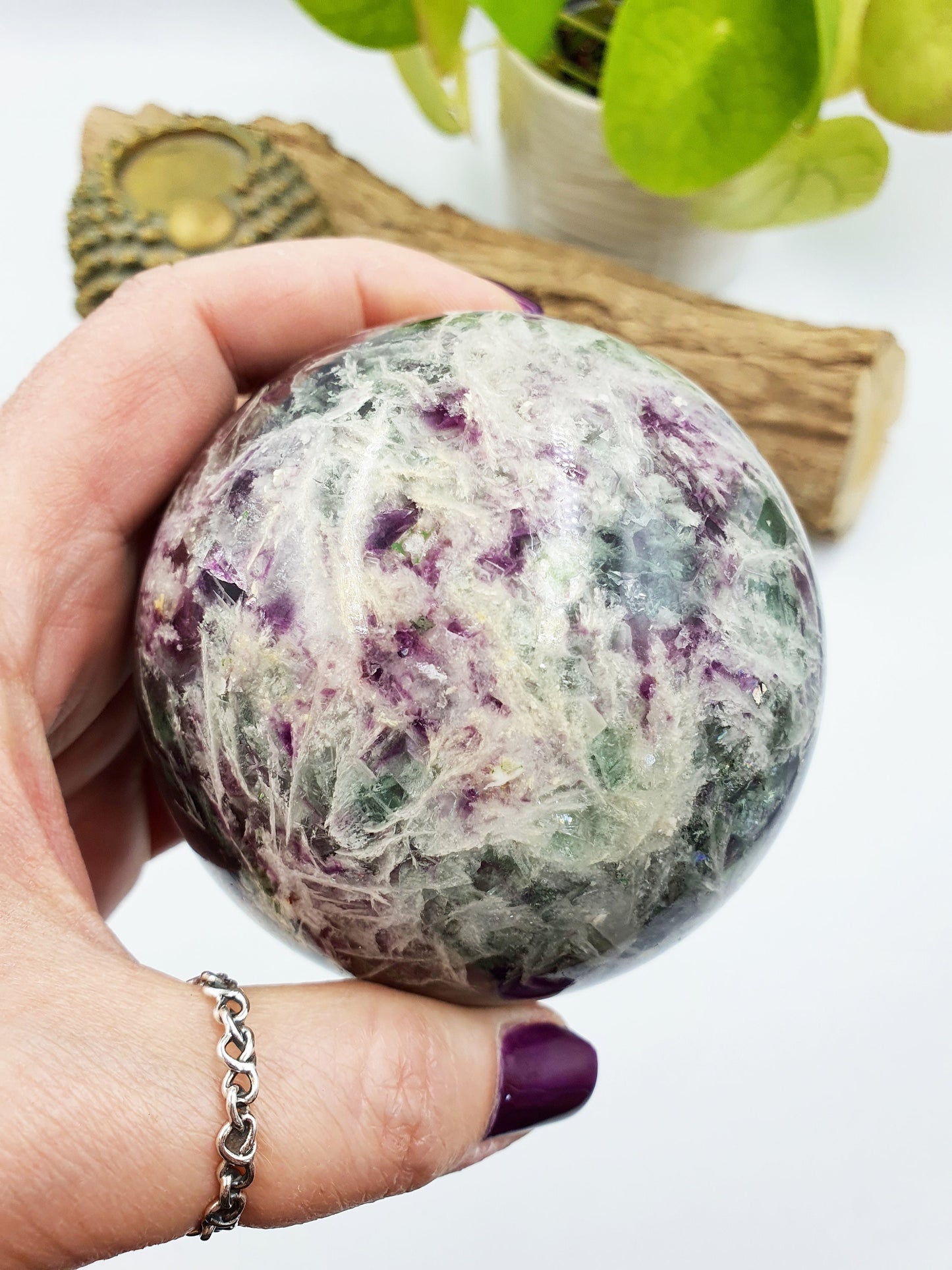 Feather Fluorite Sphere