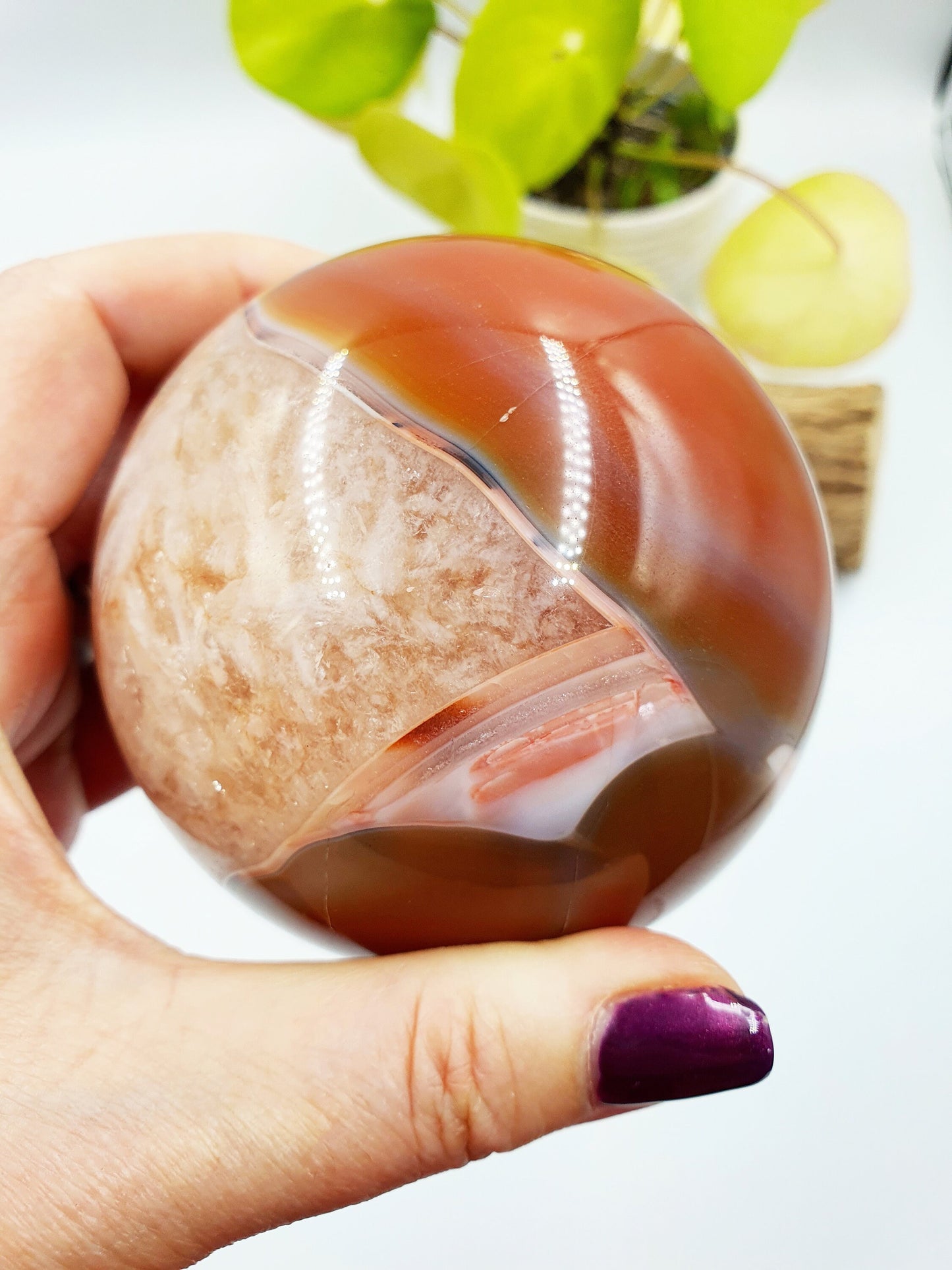 Large Carnelian Drusy Sphere