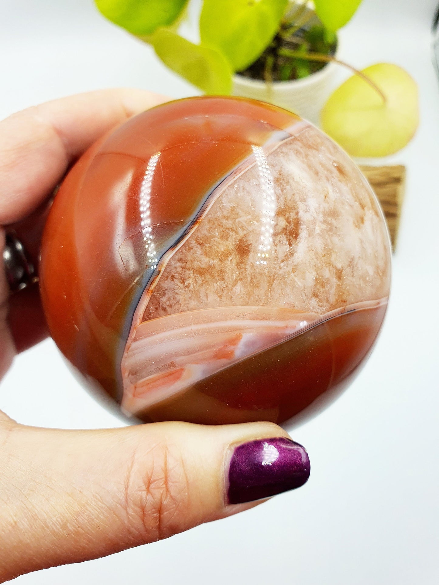Large Carnelian Drusy Sphere