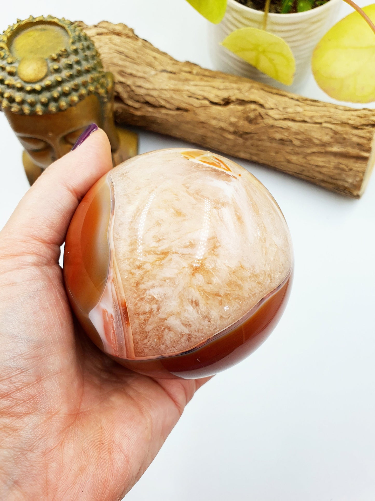 Large Carnelian Drusy Sphere