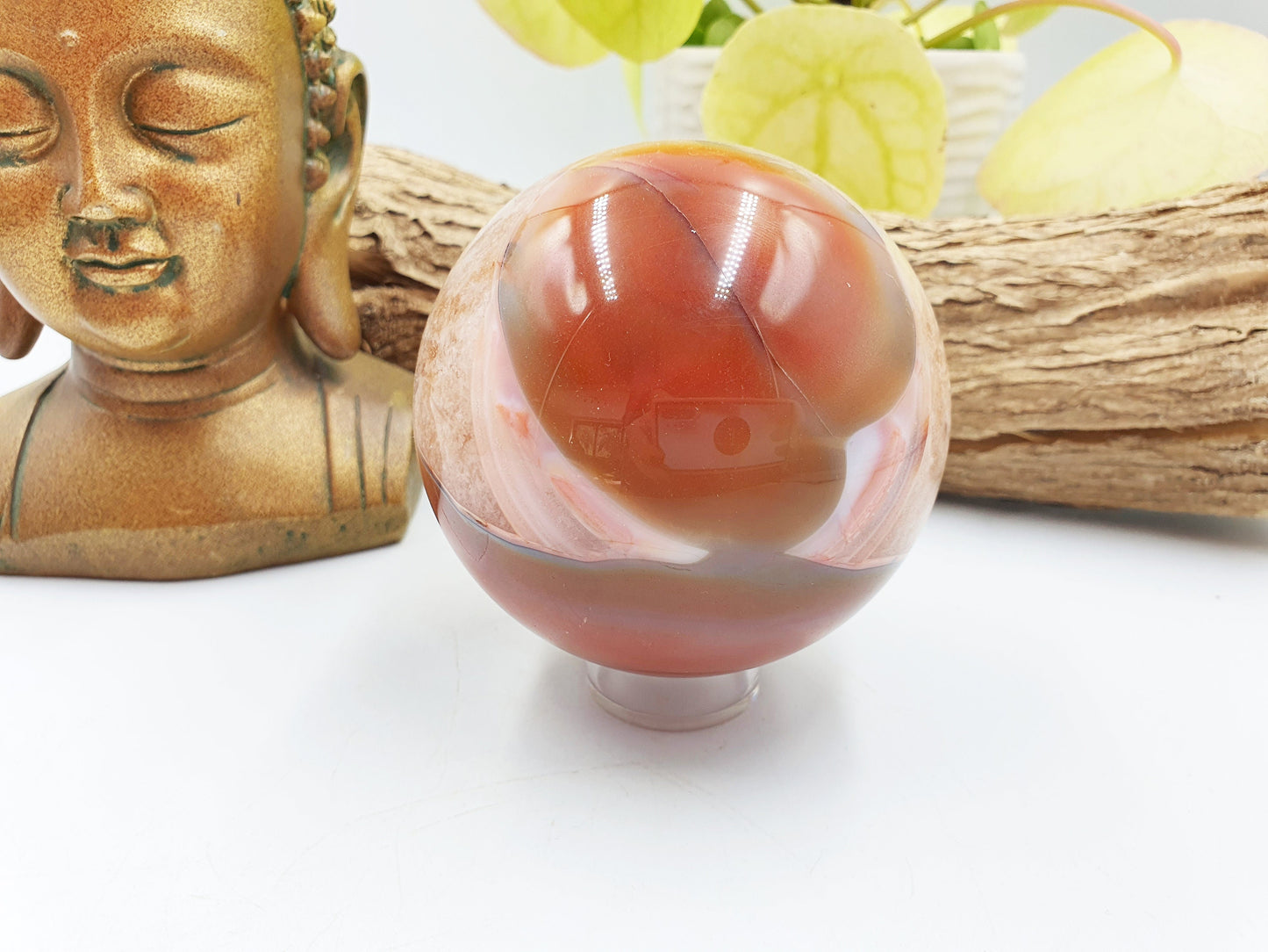 Large Carnelian Drusy Sphere