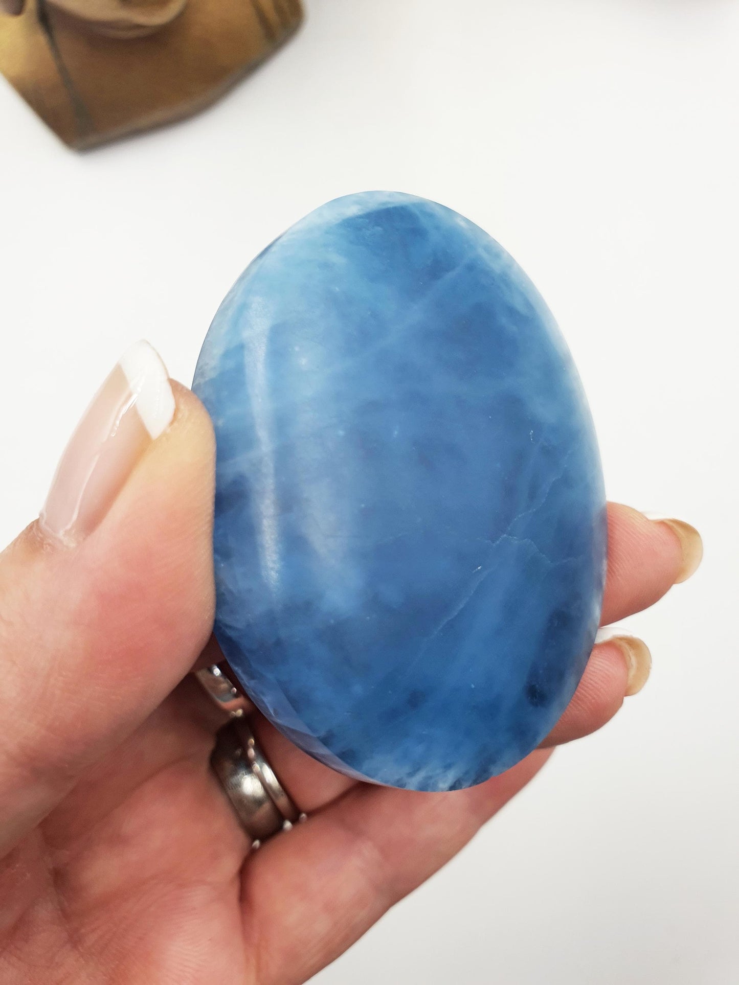 A Grade Aquamarine Palm / Aquamarine Palm Stone / Pocket Stone / Meditation Palm / Collectors Palm - 77g