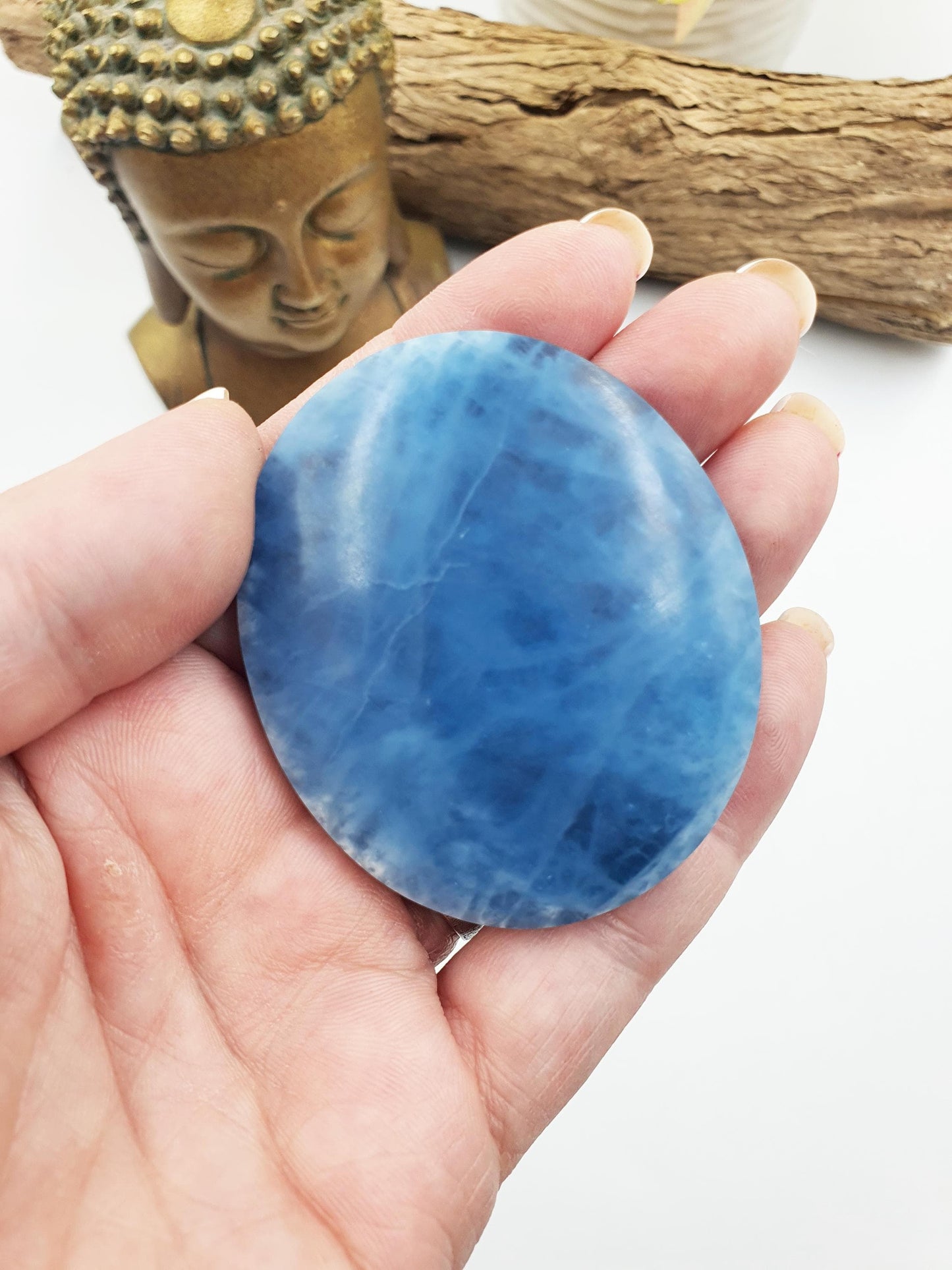 A Grade Aquamarine Palm / Aquamarine Palm Stone / Pocket Stone / Meditation Palm / Collectors Palm - 77g
