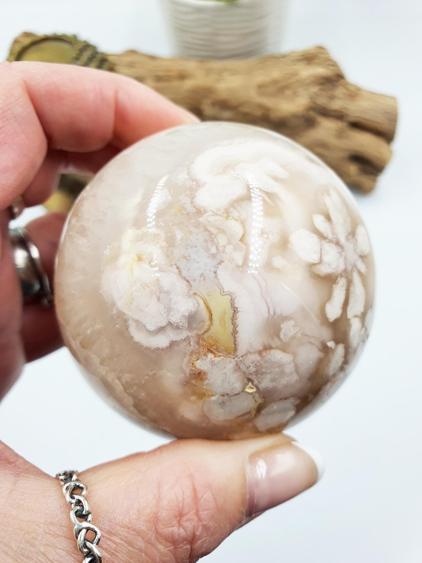Large Flower Blossom Agate Sphere