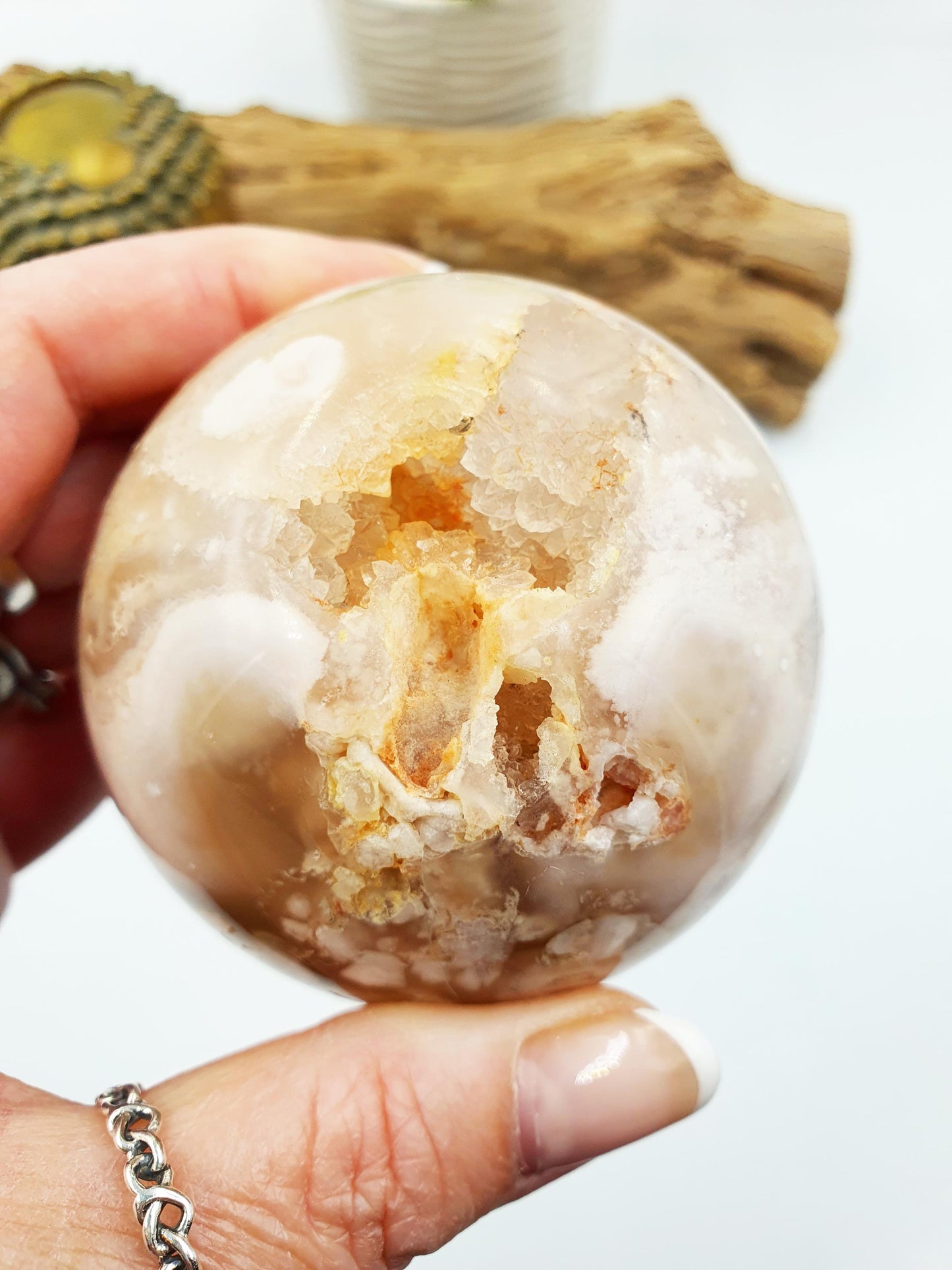 Large Flower Blossom Agate Sphere