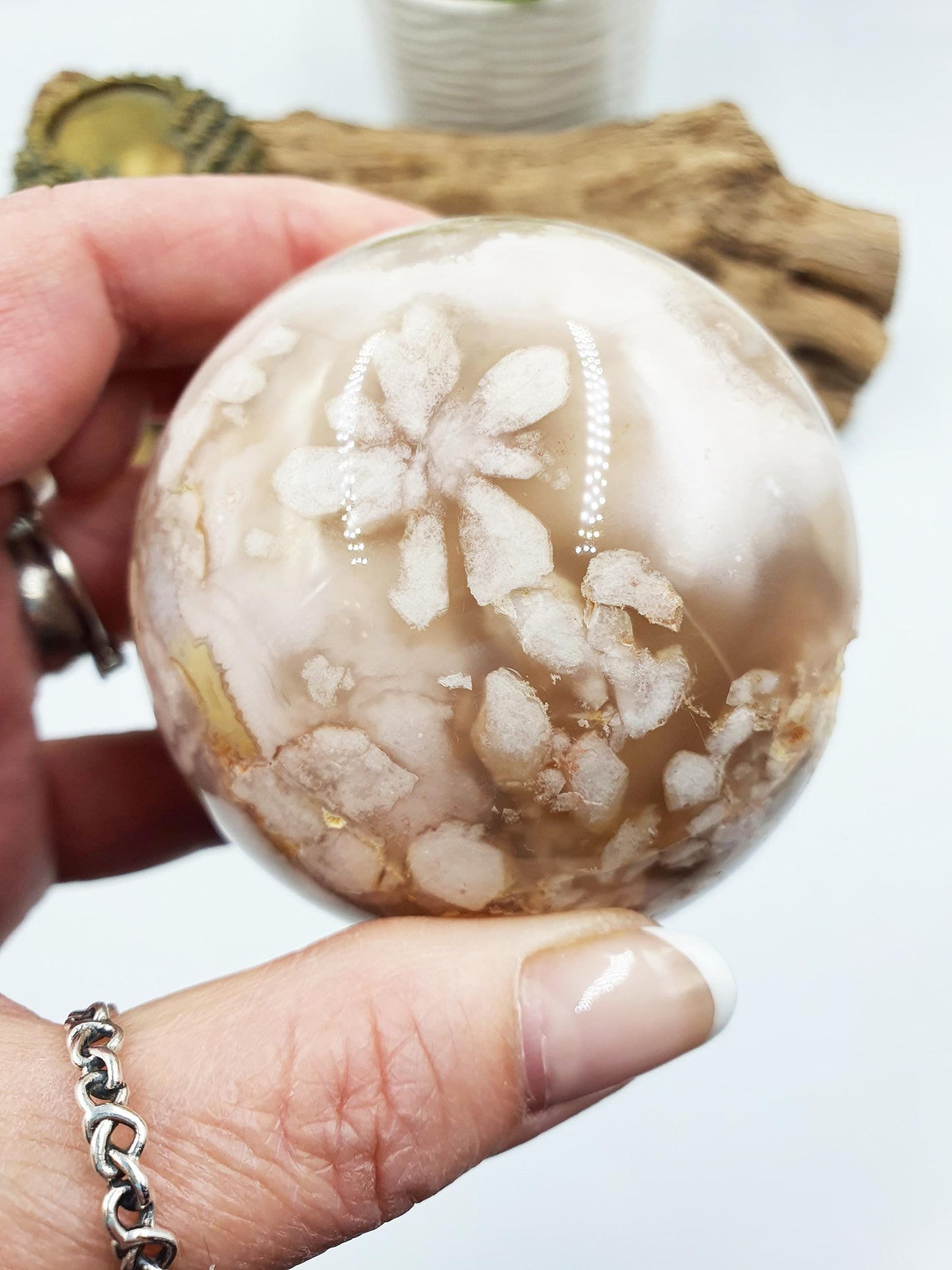 Large Flower Blossom Agate Sphere