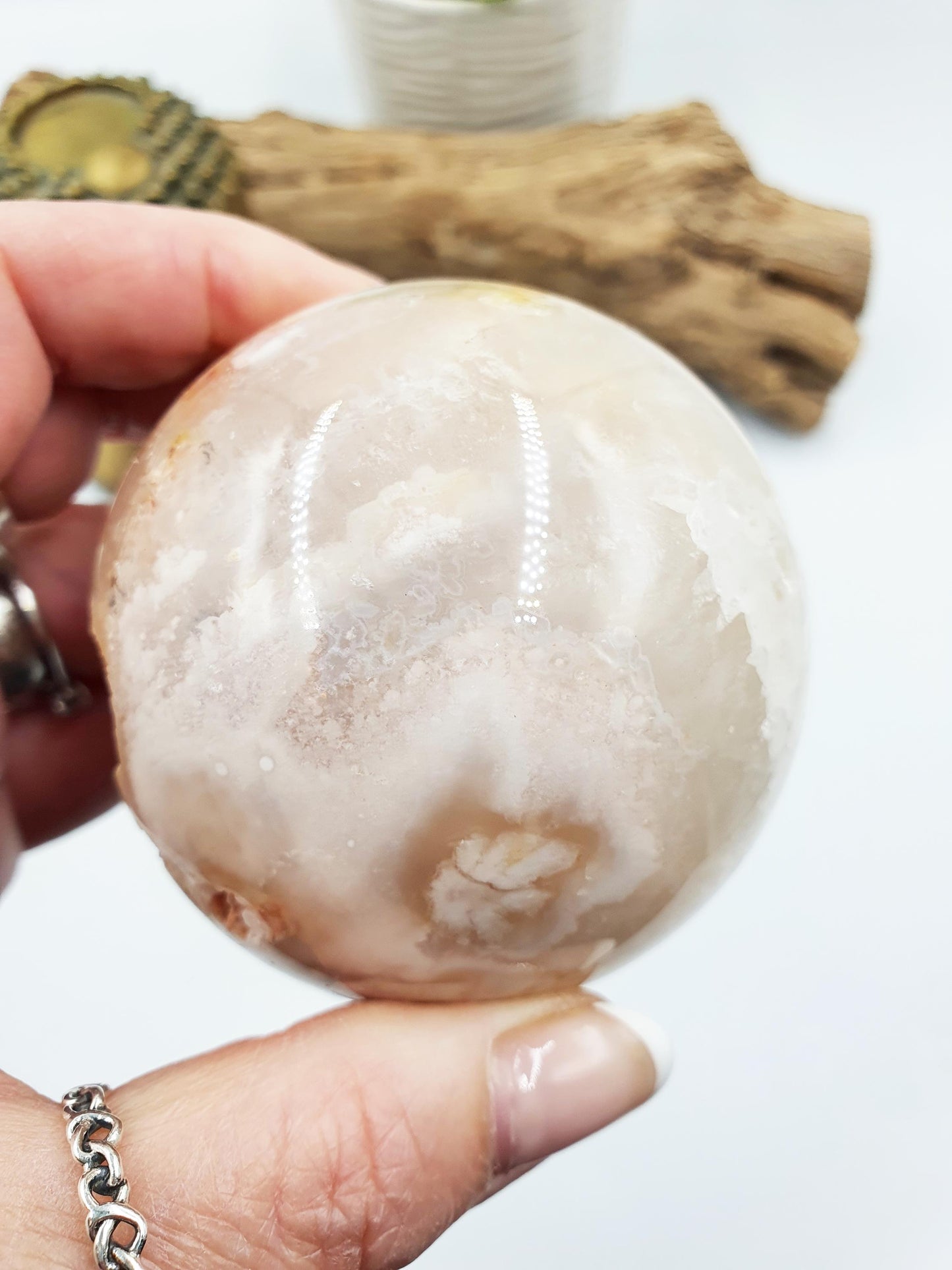 Large Flower Blossom Agate Sphere