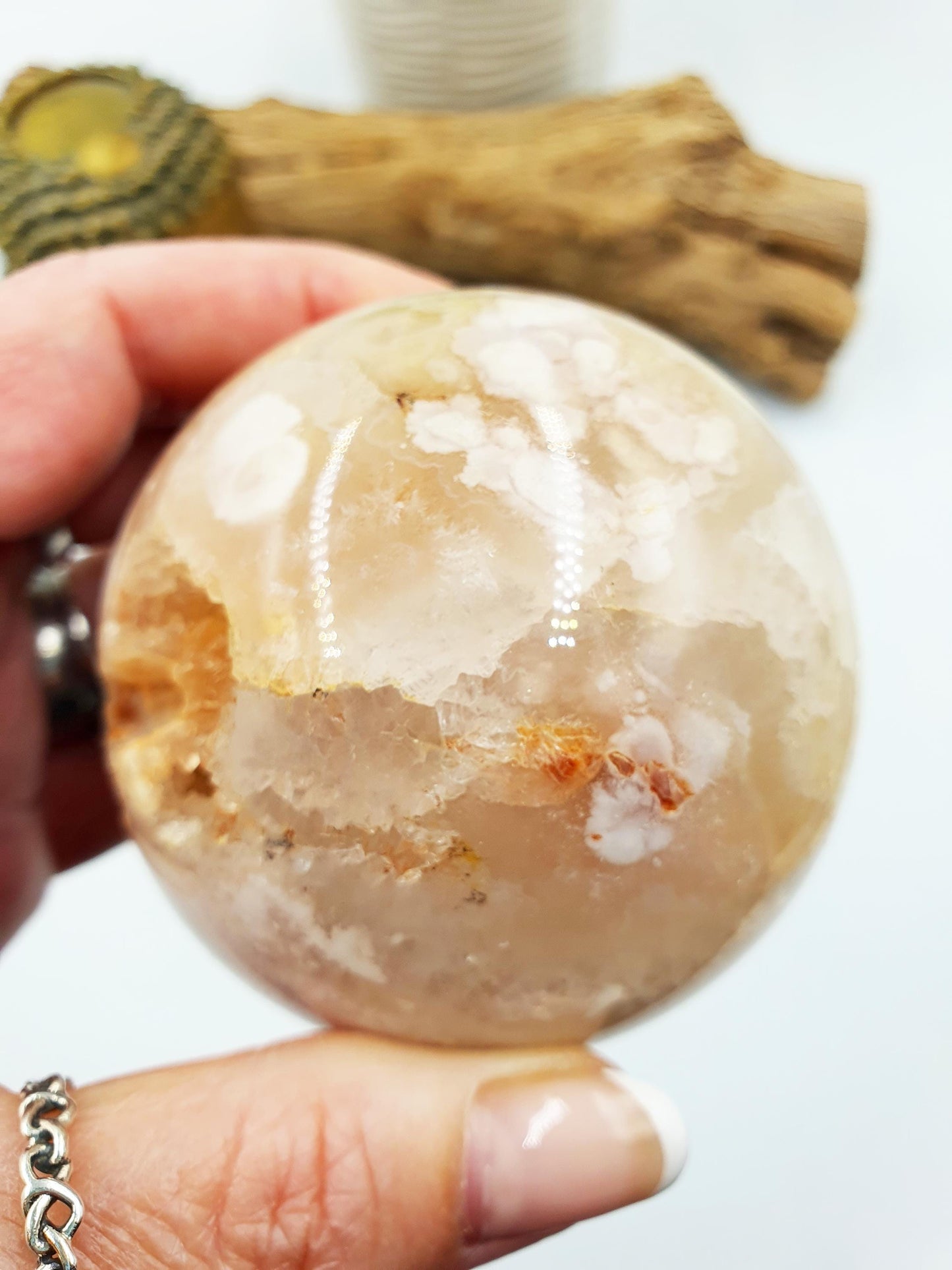Large Flower Blossom Agate Sphere
