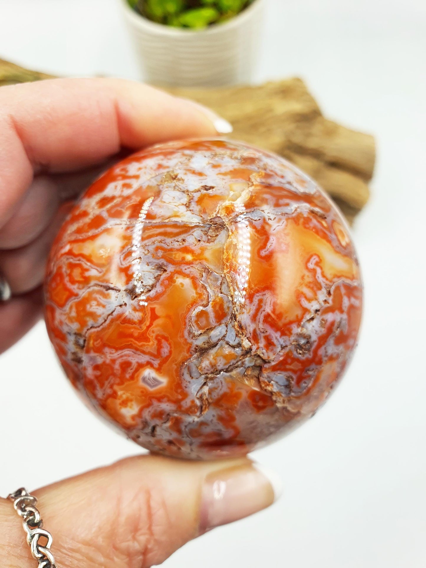 Red Moss Agate Drusy Sphere
