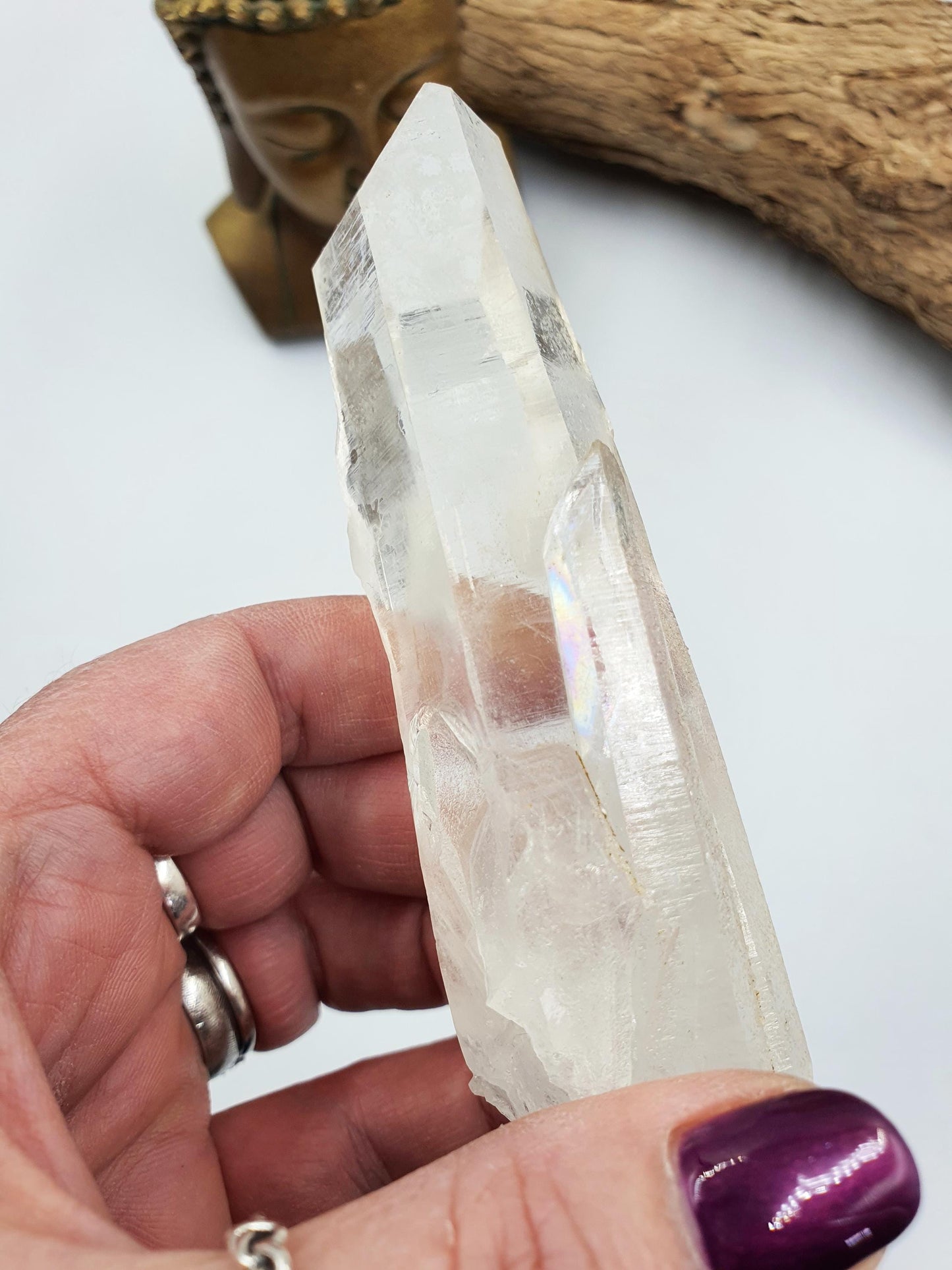 Rare Large Lemurian Quartz Cluster Wand with rainbow