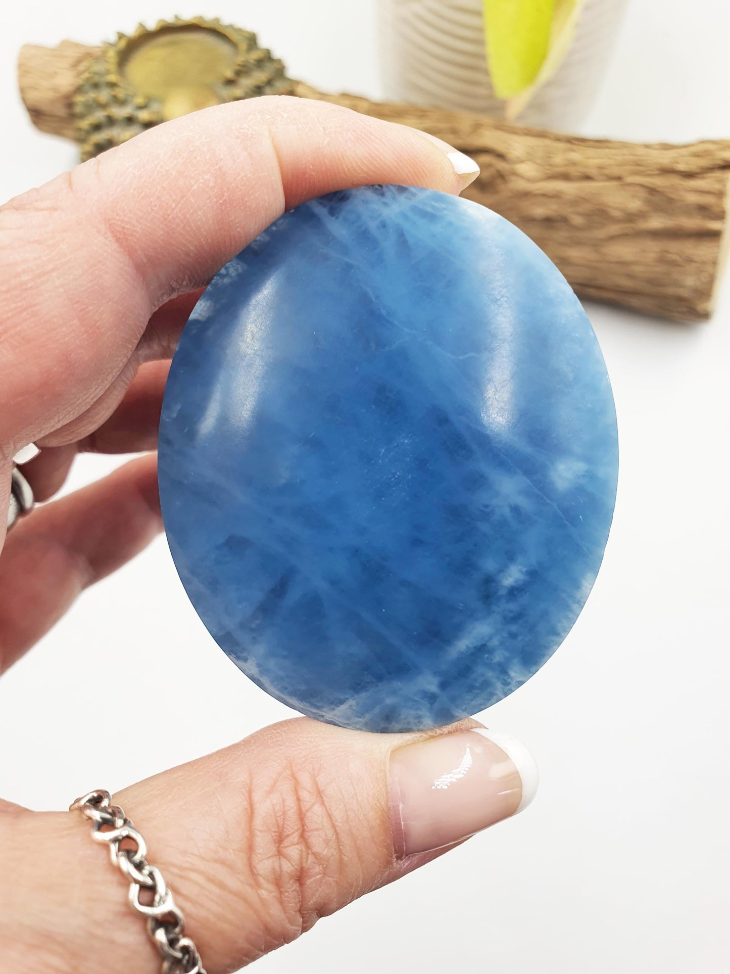 A Grade Aquamarine Palm / Aquamarine Palm Stone / Pocket Stone / Meditation Palm / Collectors Palm - 77g