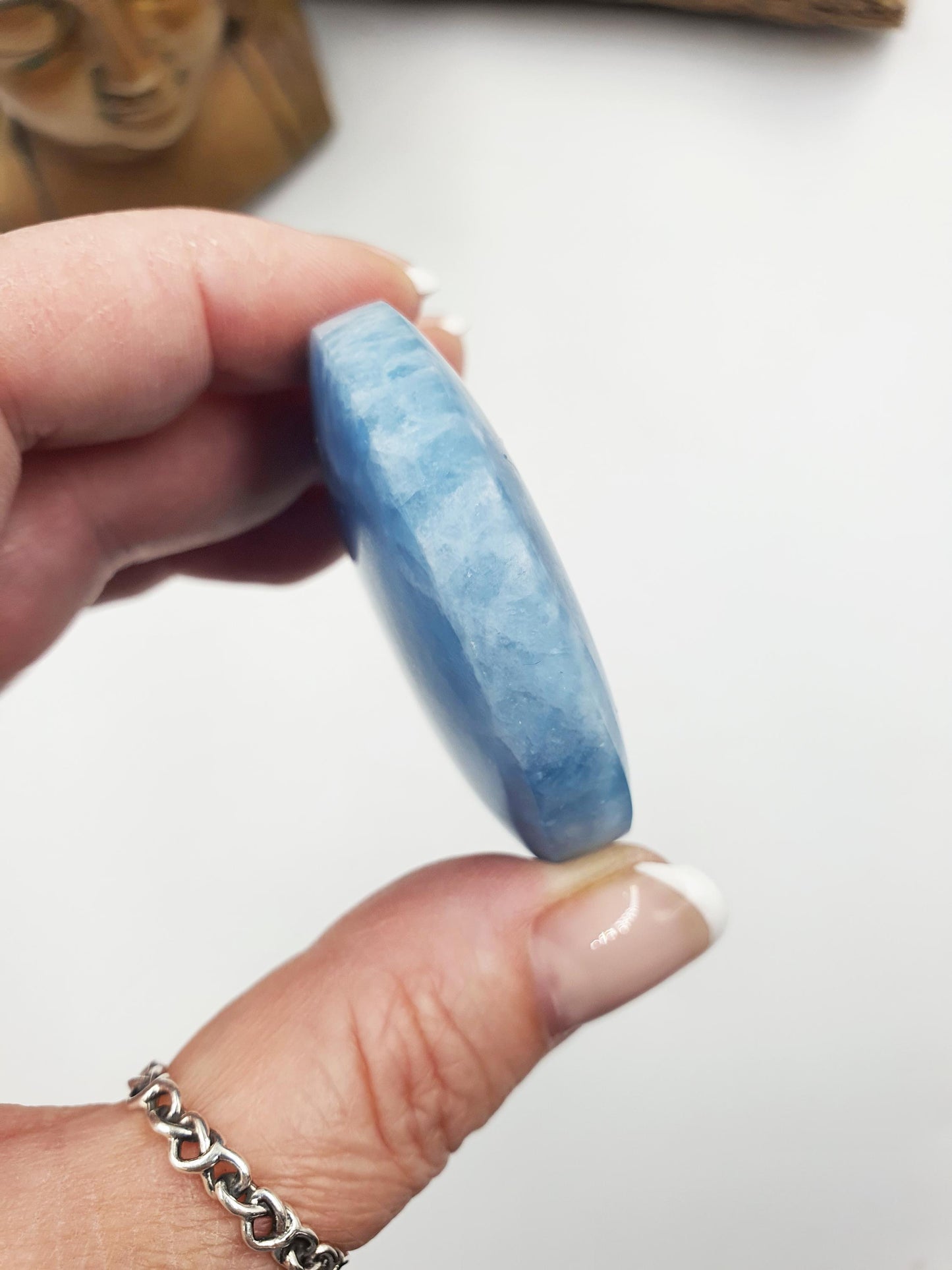 A Grade Aquamarine Palm / Aquamarine Palm Stone / Pocket Stone / Meditation Palm / Collectors Palm - 77g