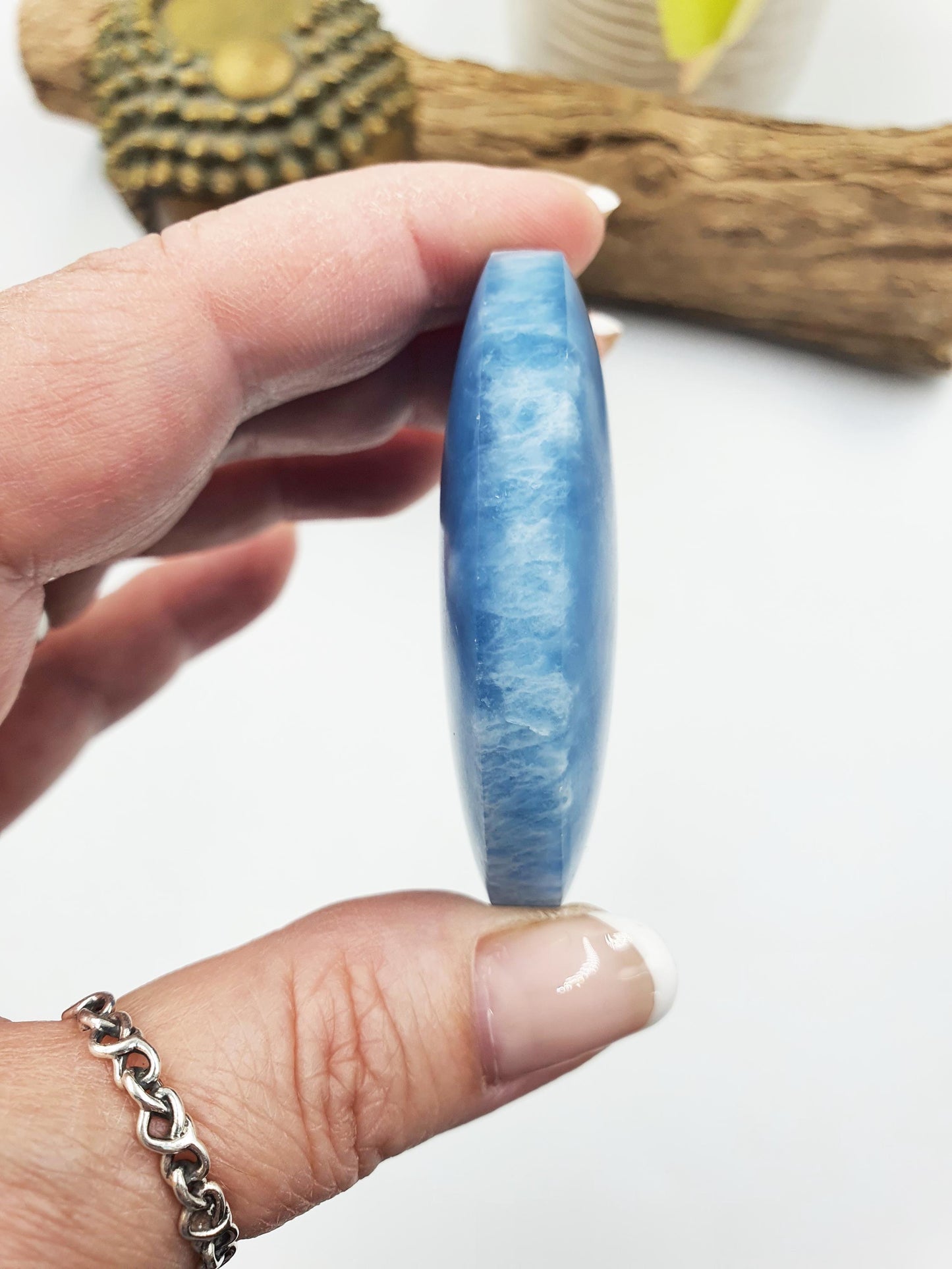 A Grade Aquamarine Palm / Aquamarine Palm Stone / Pocket Stone / Meditation Palm / Collectors Palm - 77g