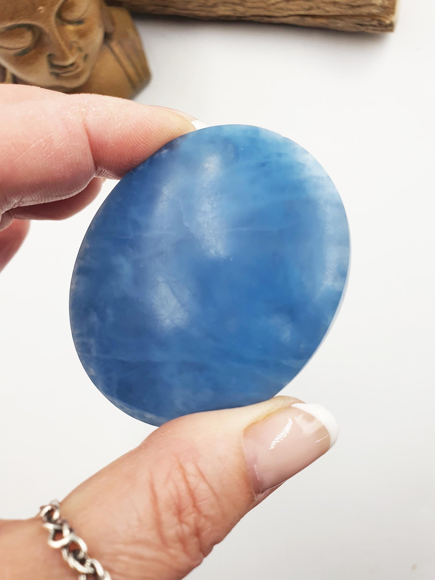 A Grade Aquamarine Palm / Aquamarine Palm Stone / Pocket Stone / Meditation Palm / Collectors Palm - 77g