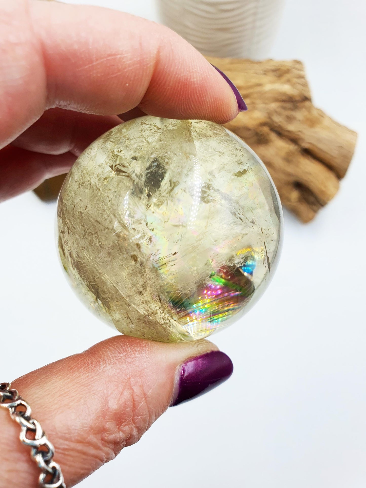 Citrine Sphere with Large Rainbows