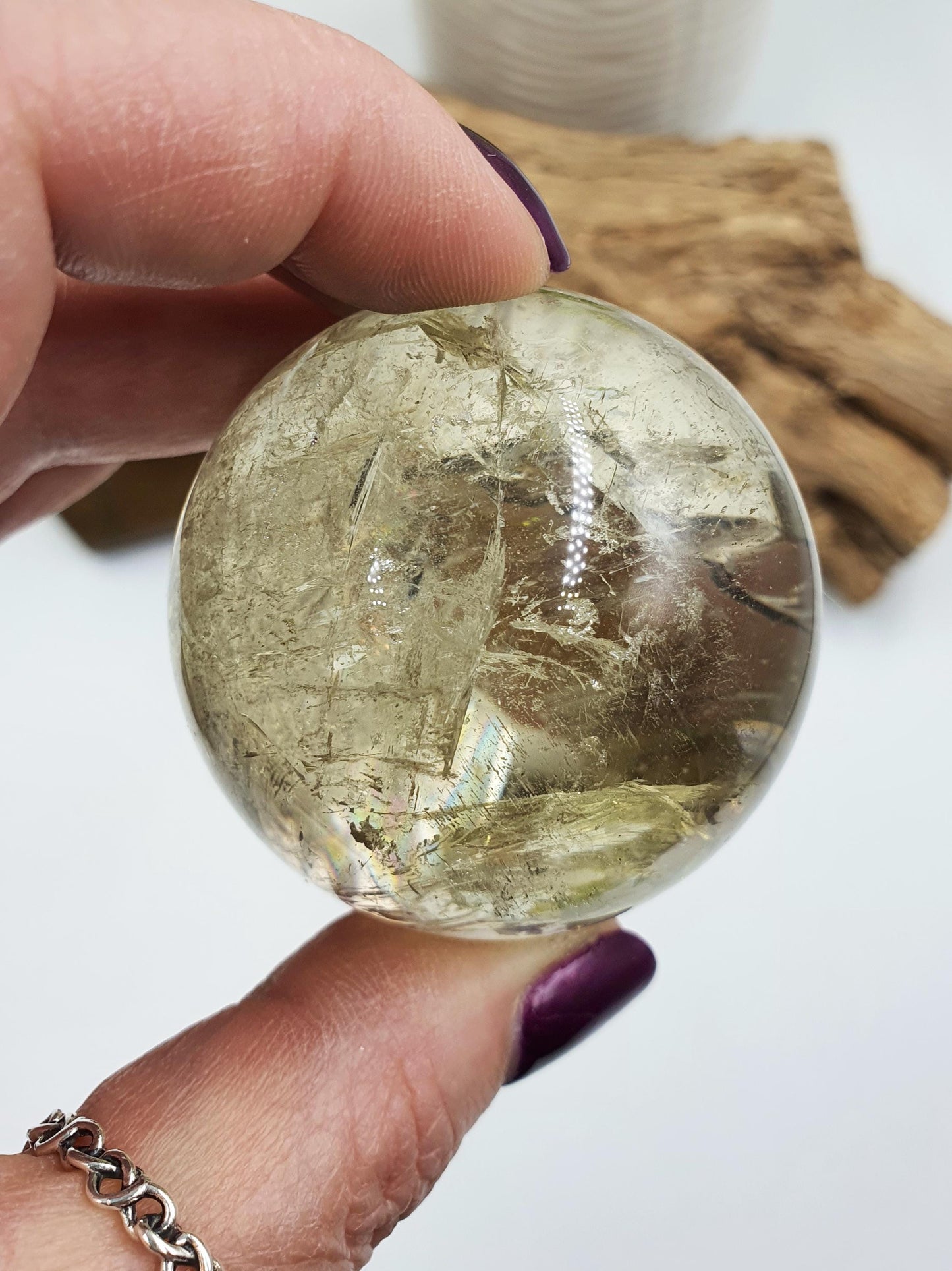 Citrine Sphere with Large Rainbows