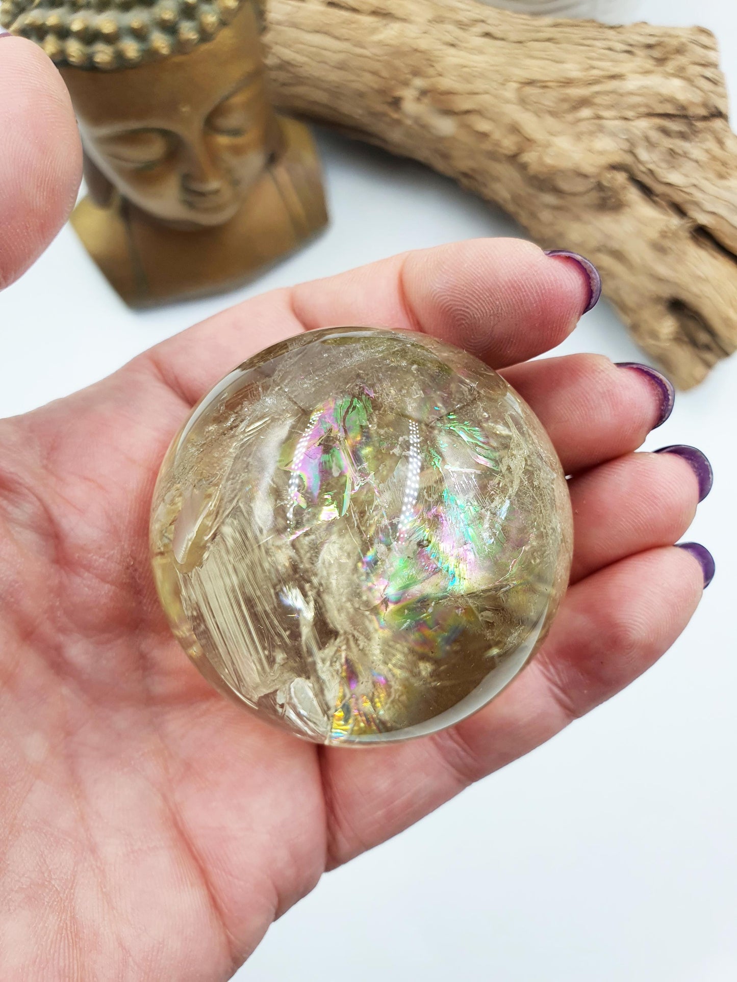Citrine Sphere with Large Rainbows