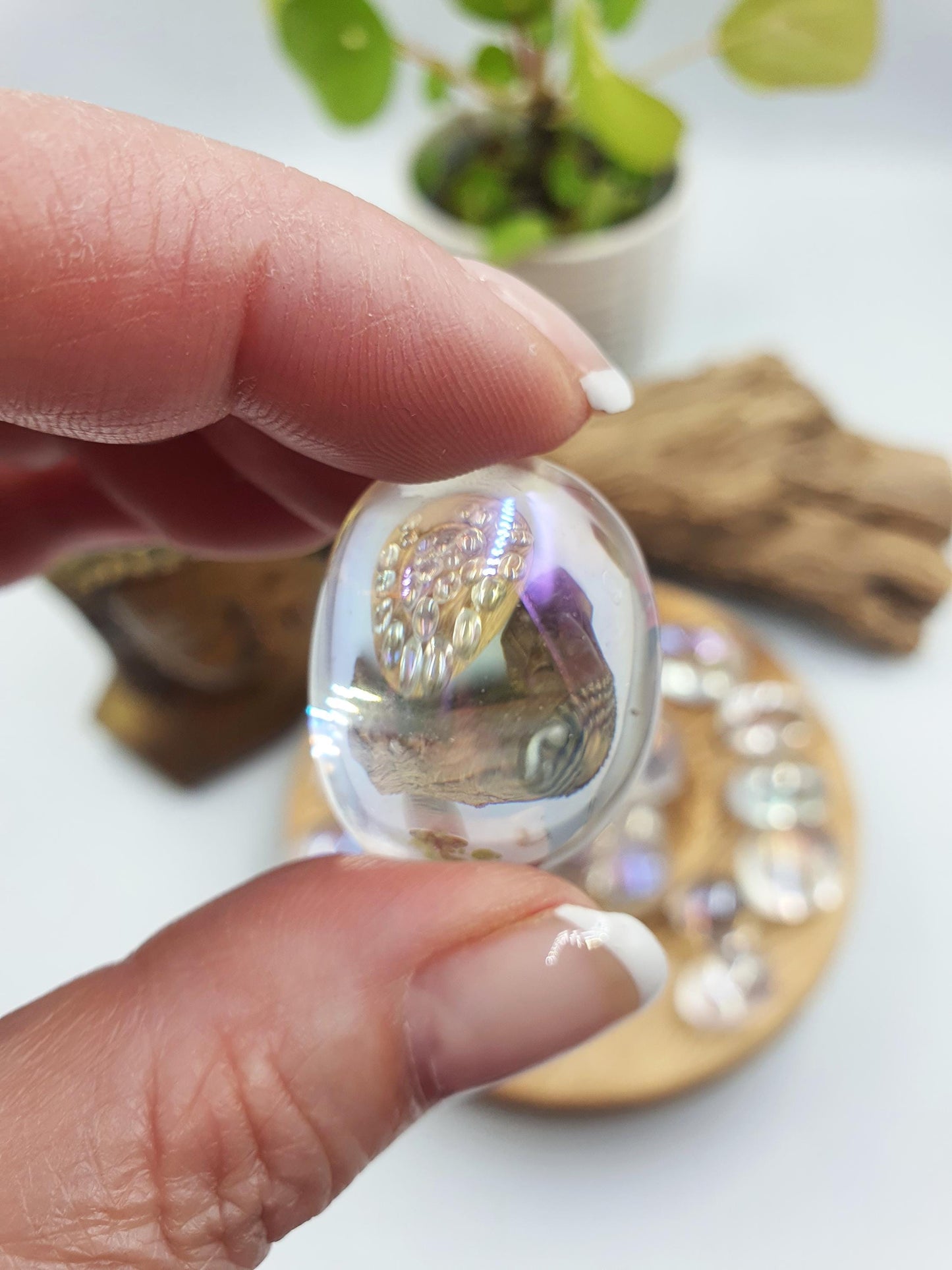 Angel Aura Clear Quartz Tumbles