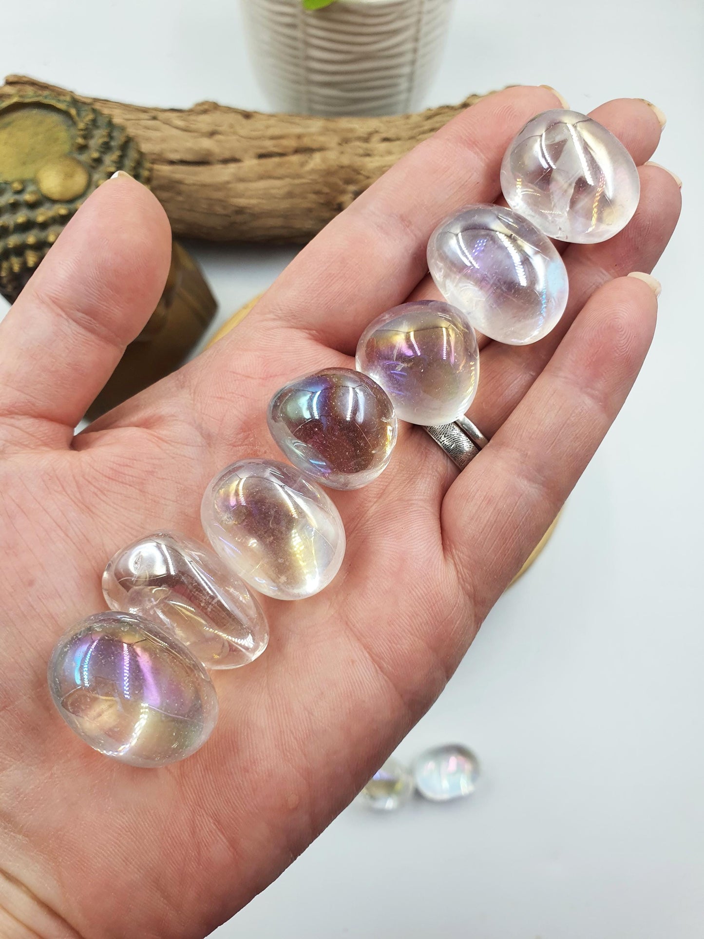 Angel Aura Clear Quartz Tumbles