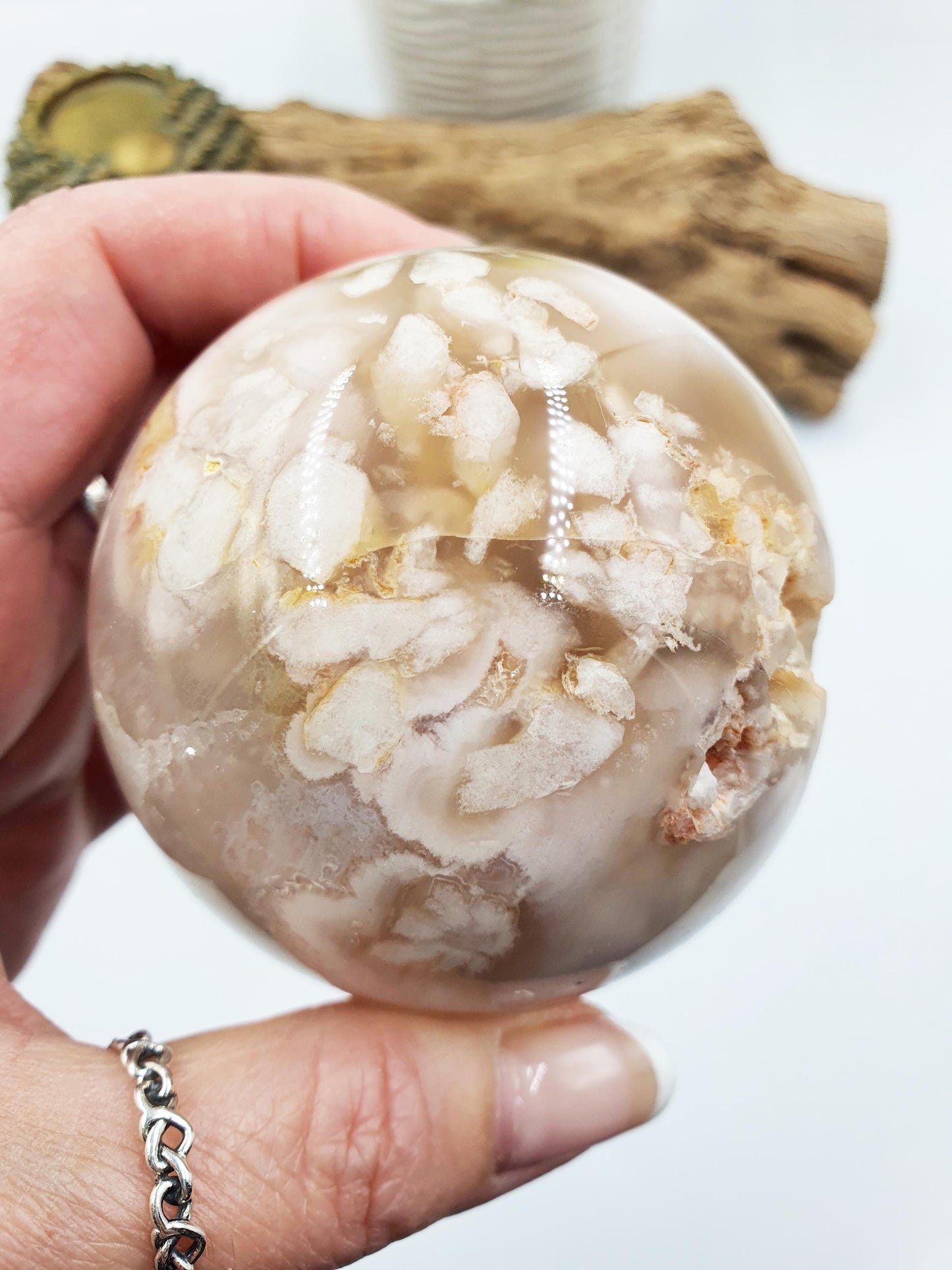 Large Flower Blossom Agate Sphere
