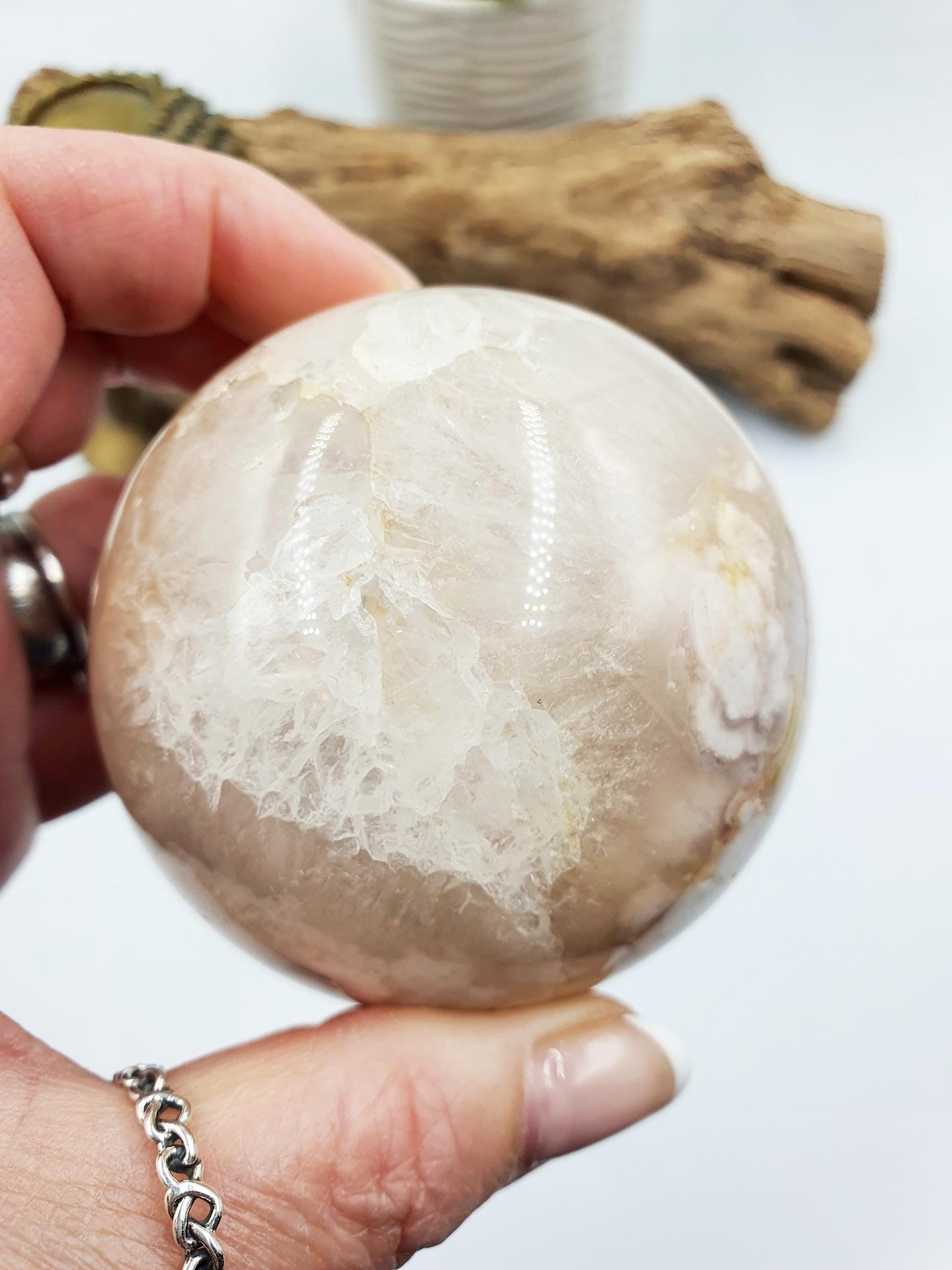 Large Flower Blossom Agate Sphere