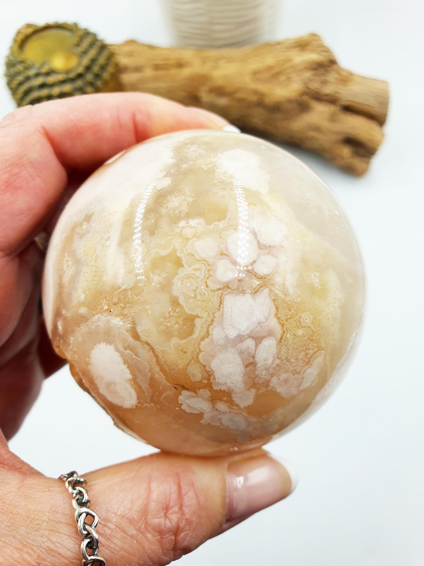 Large Flower Blossom Agate Sphere