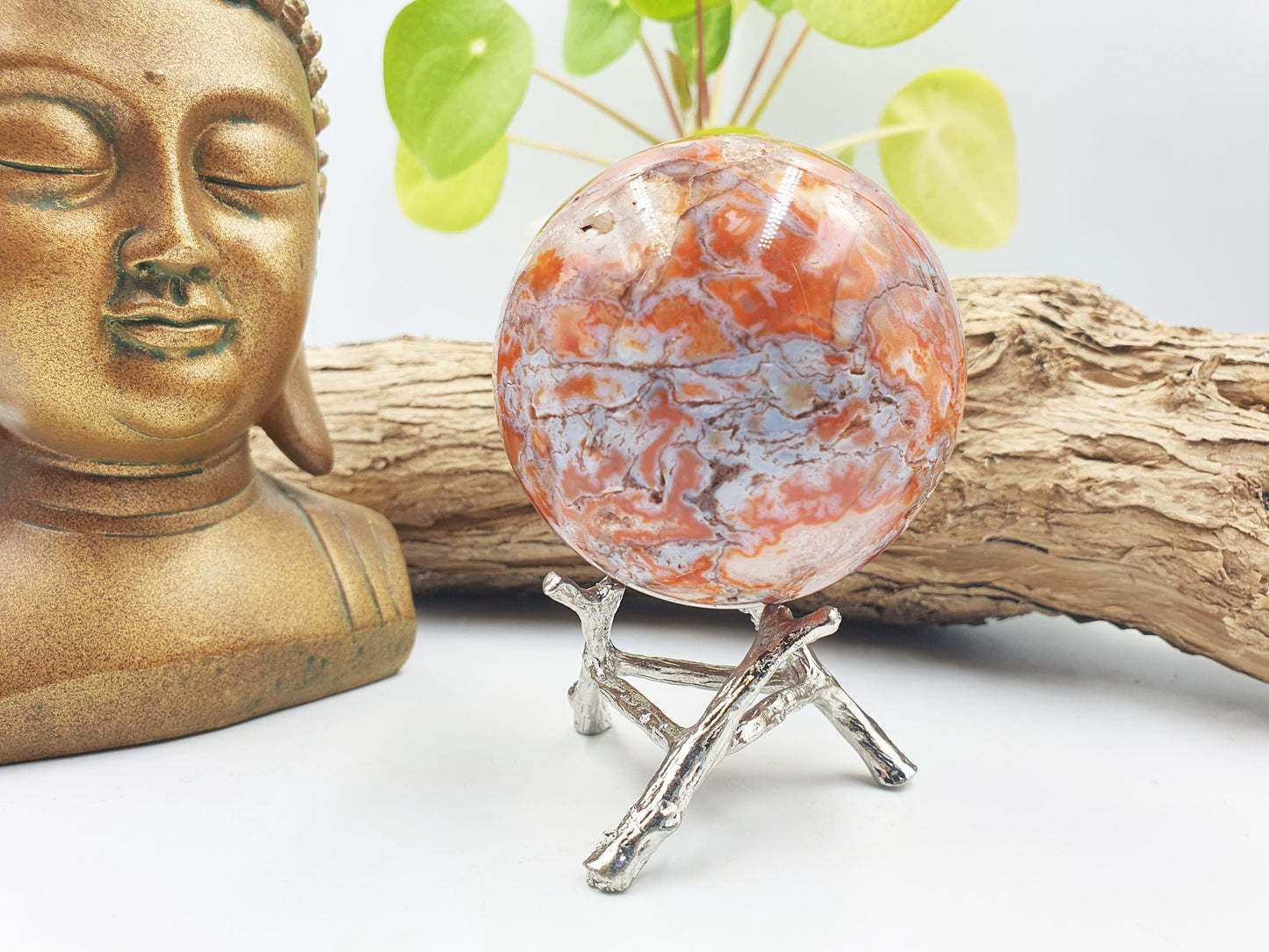 Red Moss Agate Drusy Sphere