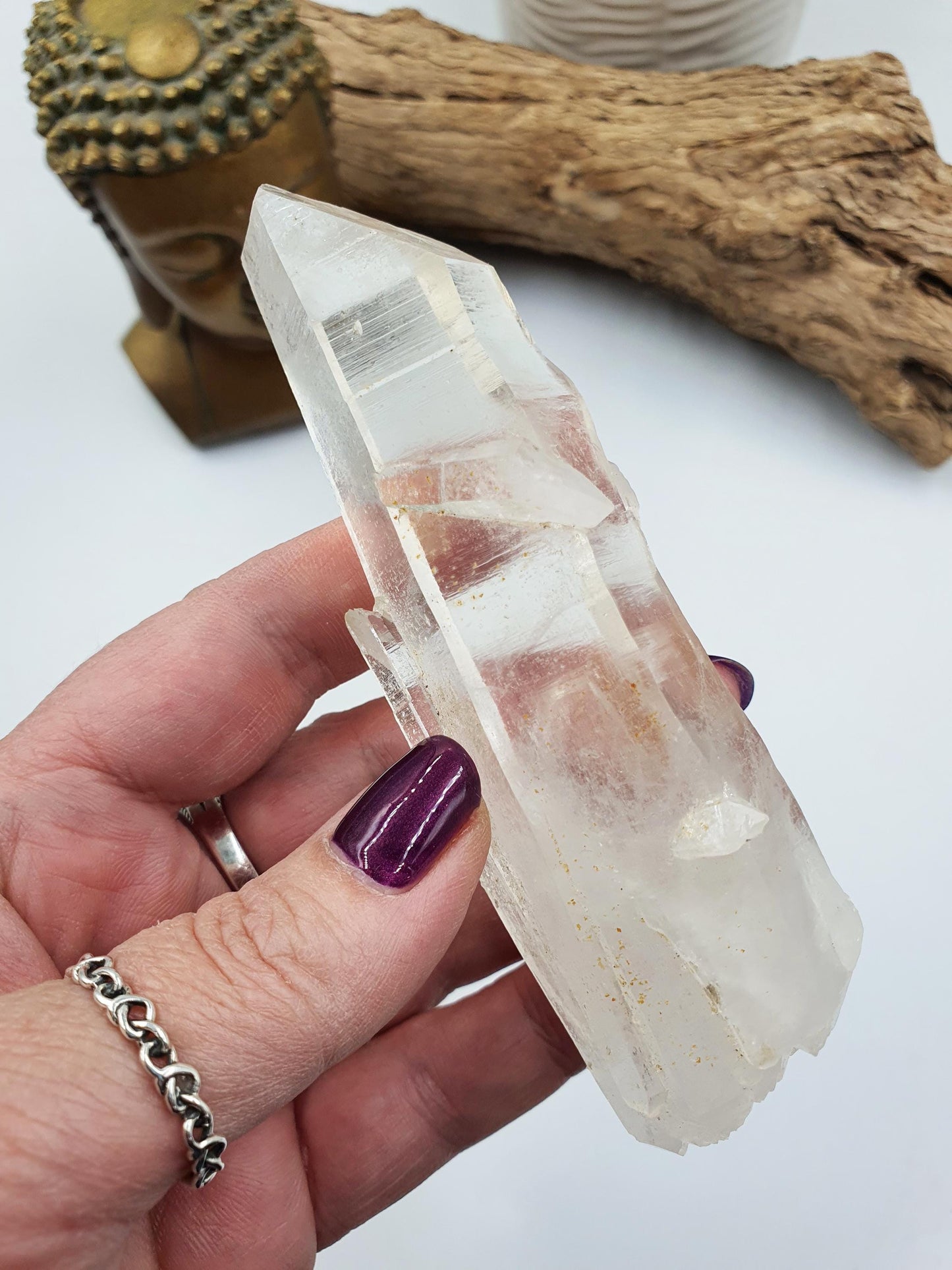 Rare Large Lemurian Quartz Cluster Wand with rainbow