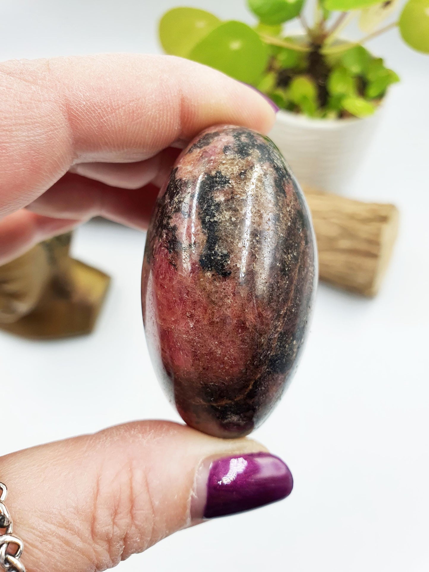 Large Rhodonite Palm Stone