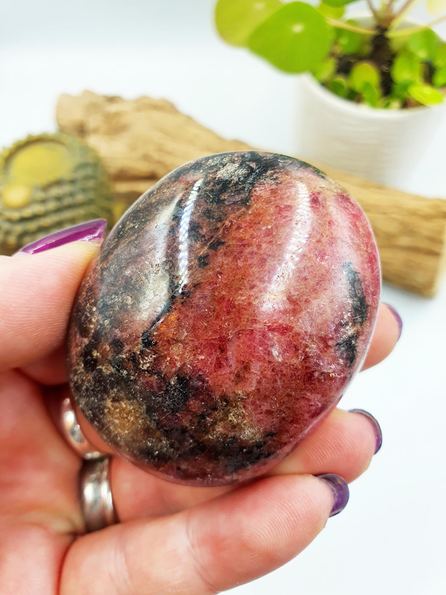 Large Rhodonite Palm Stone