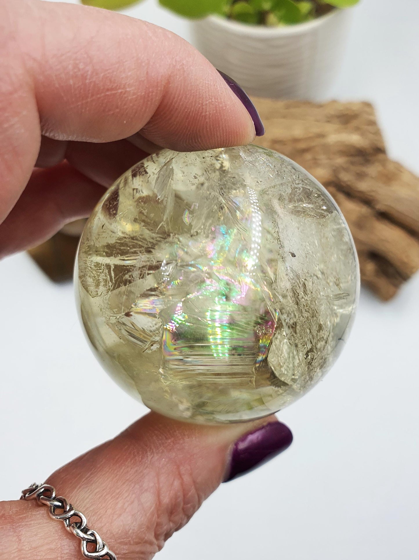 Citrine Sphere with Large Rainbows