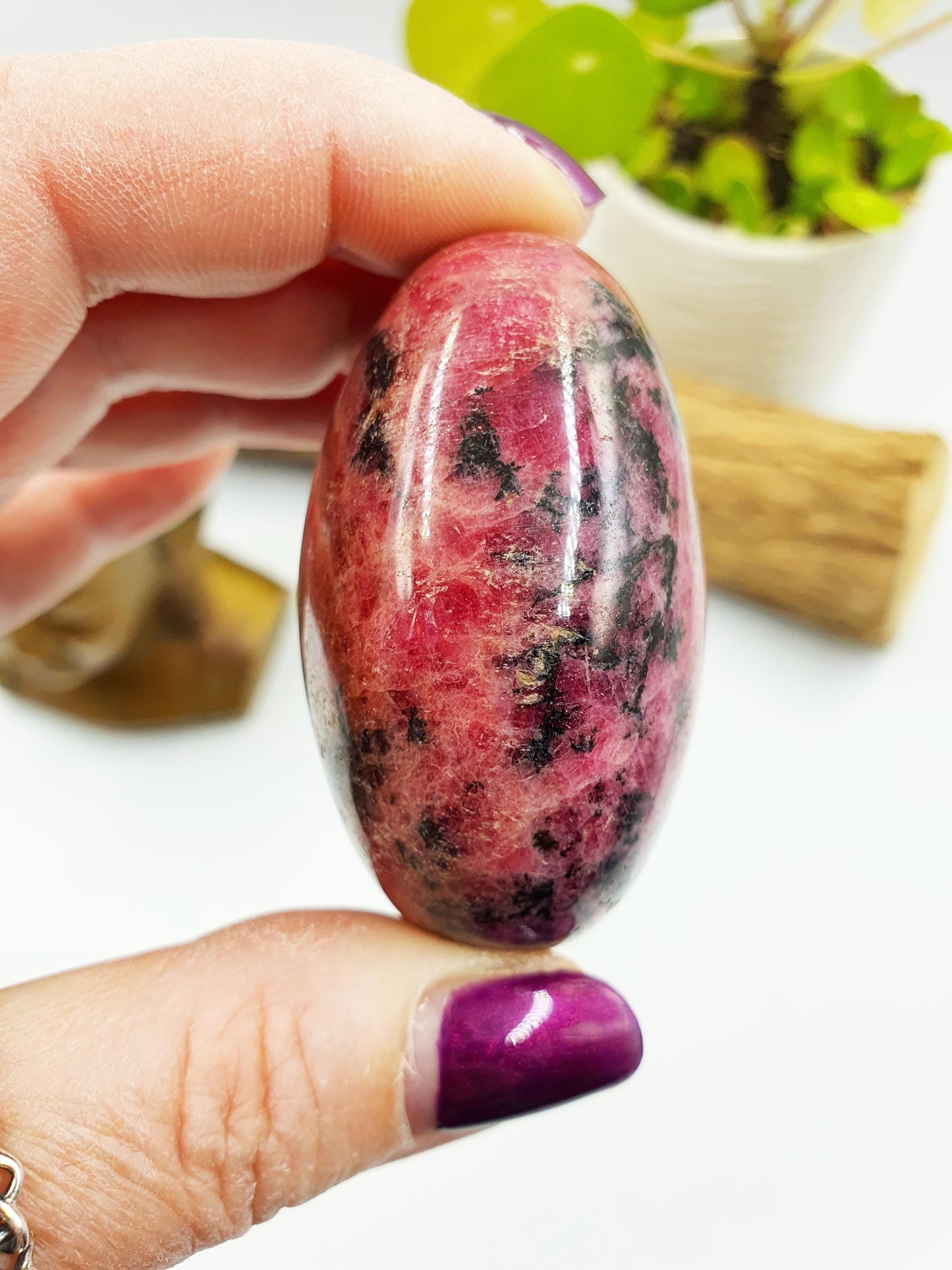 Large Rhodonite Palm Stone