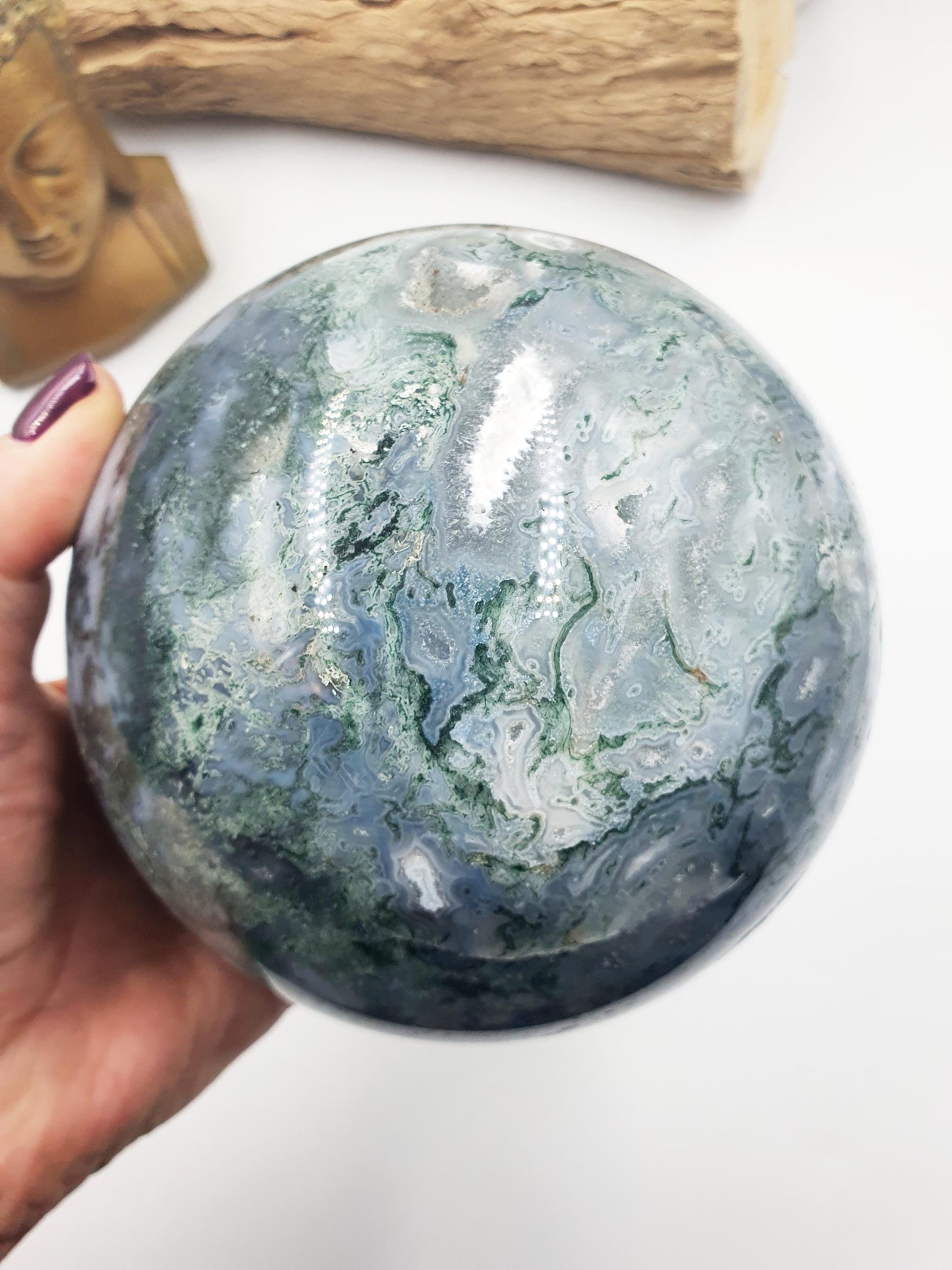 Huge Moss Agate Drusy Sphere