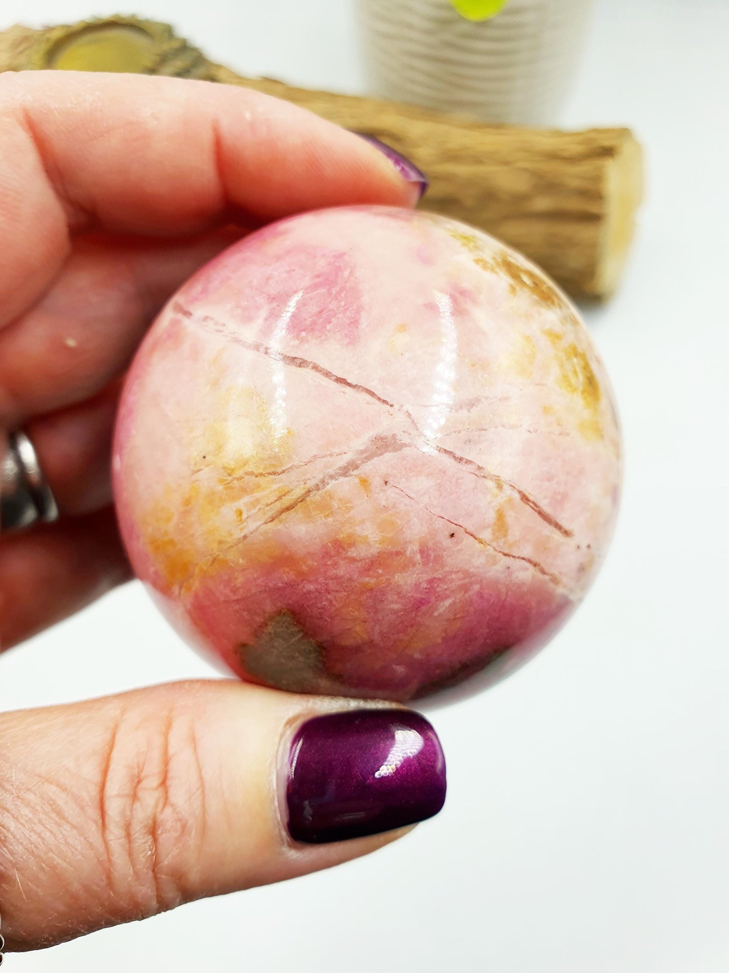 Pastel Pink Rhodonite Sphere