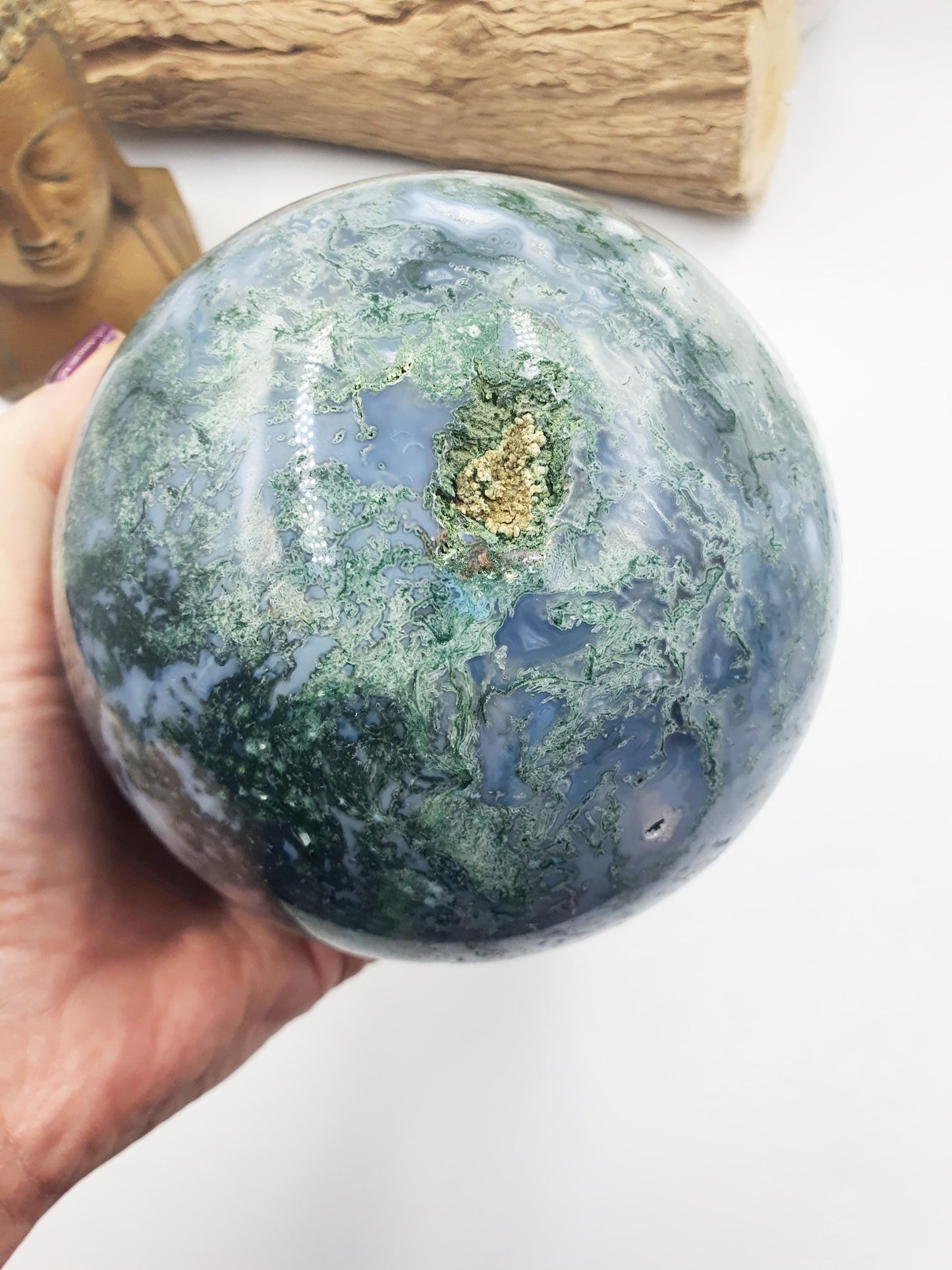 Huge Moss Agate Drusy Sphere