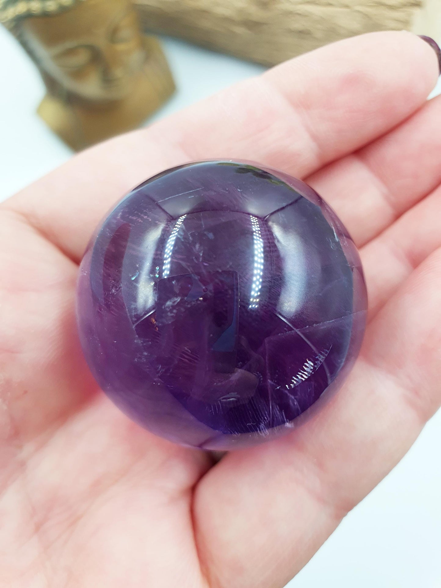 A Grade Amethyst Sphere with finger print inclusions